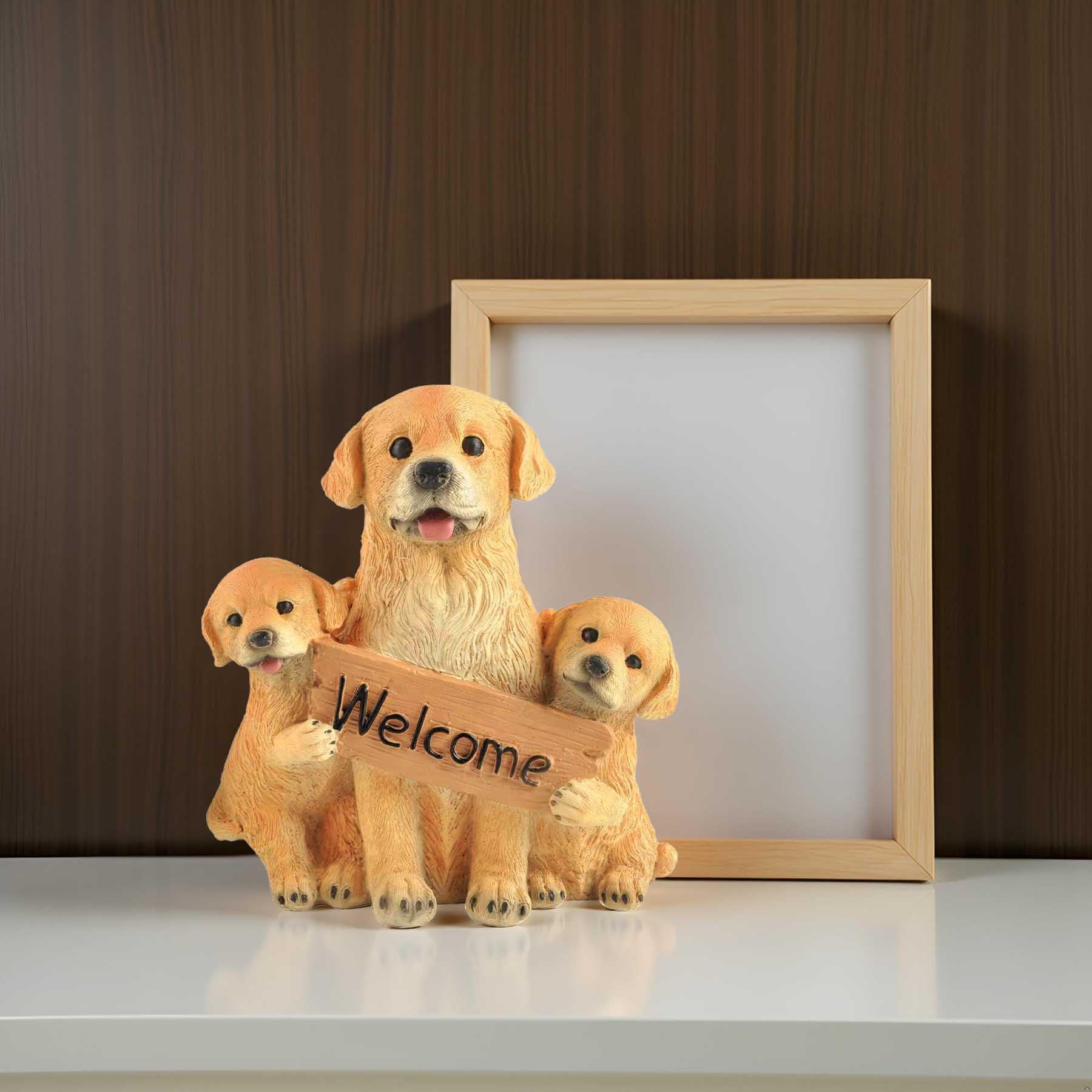 Amazon.co.jp: 犬のウェルカムサイン像 ゴールデンレトリバー 置物