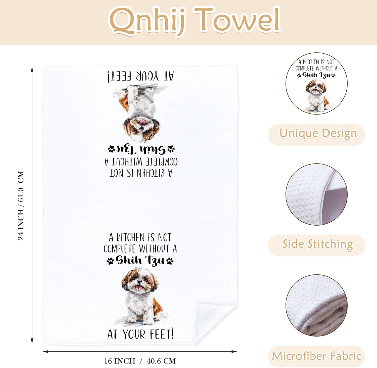 Funny Shih Tzu Kitchen Towels, Shih Tzu Gifts for Women Men, Dog Lovers Gifts Decorative Hand Dish Tea Towels for Kitchen Dining Room, 16x24 Inch Set of 2 - Image 8