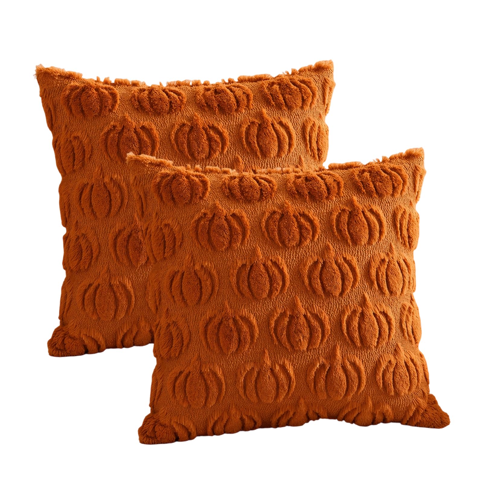 Efuwfugc Autumn Cushion Covers, Pumpkin Cushion Covers Set of 2, Caramel Color Autumn Decorations for Home, Seasonal Pillow Covers 45x45 cm PP Cotton Material