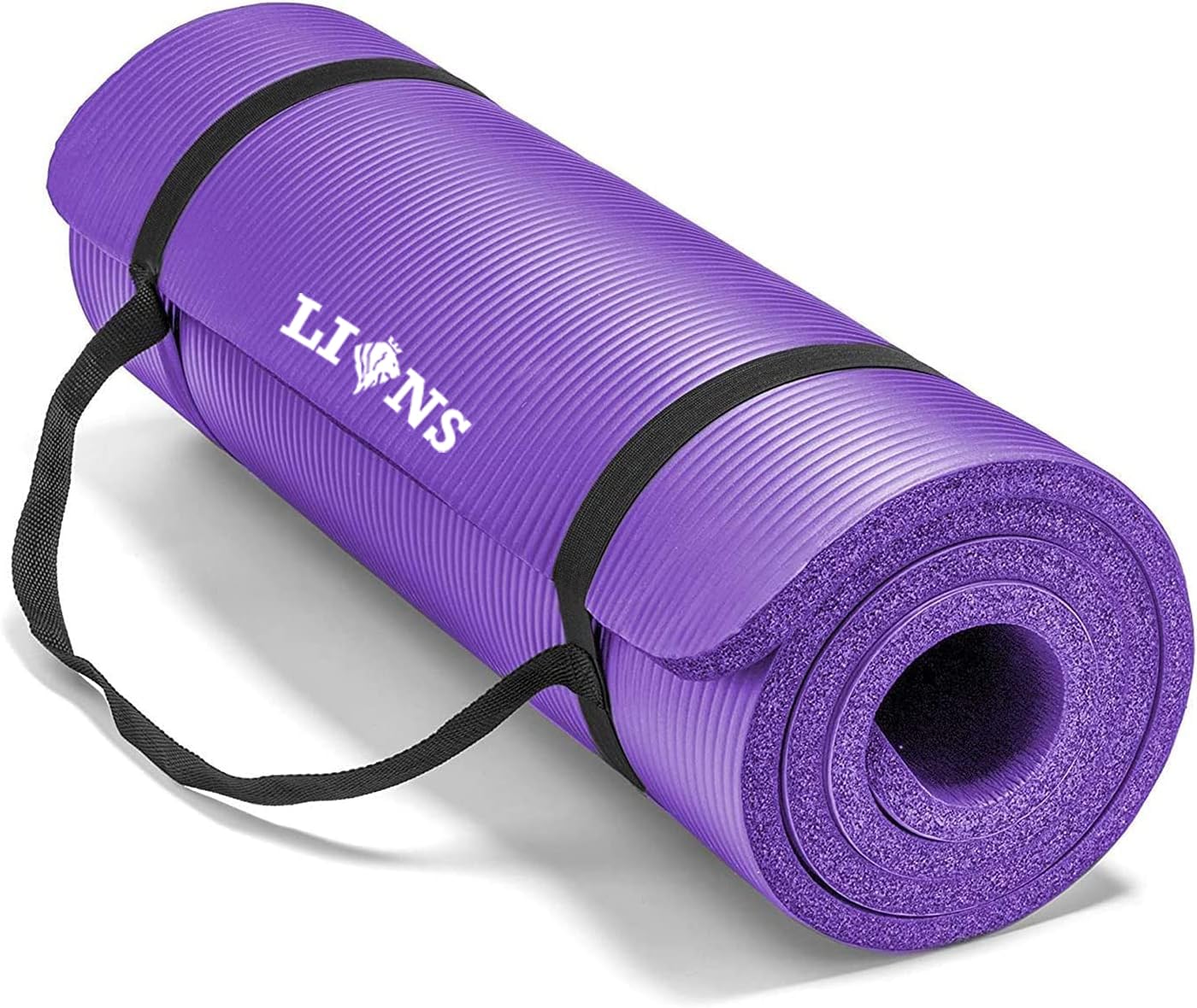 FAIRWAYUK Yoga Mat Thick 10mm - Eco Friendly NBR Foam Exercise Workout Mat with Carry Strap, Non Slip Soft High Density Gym Pilates for Women Men Home, 180x61cm (Purple)