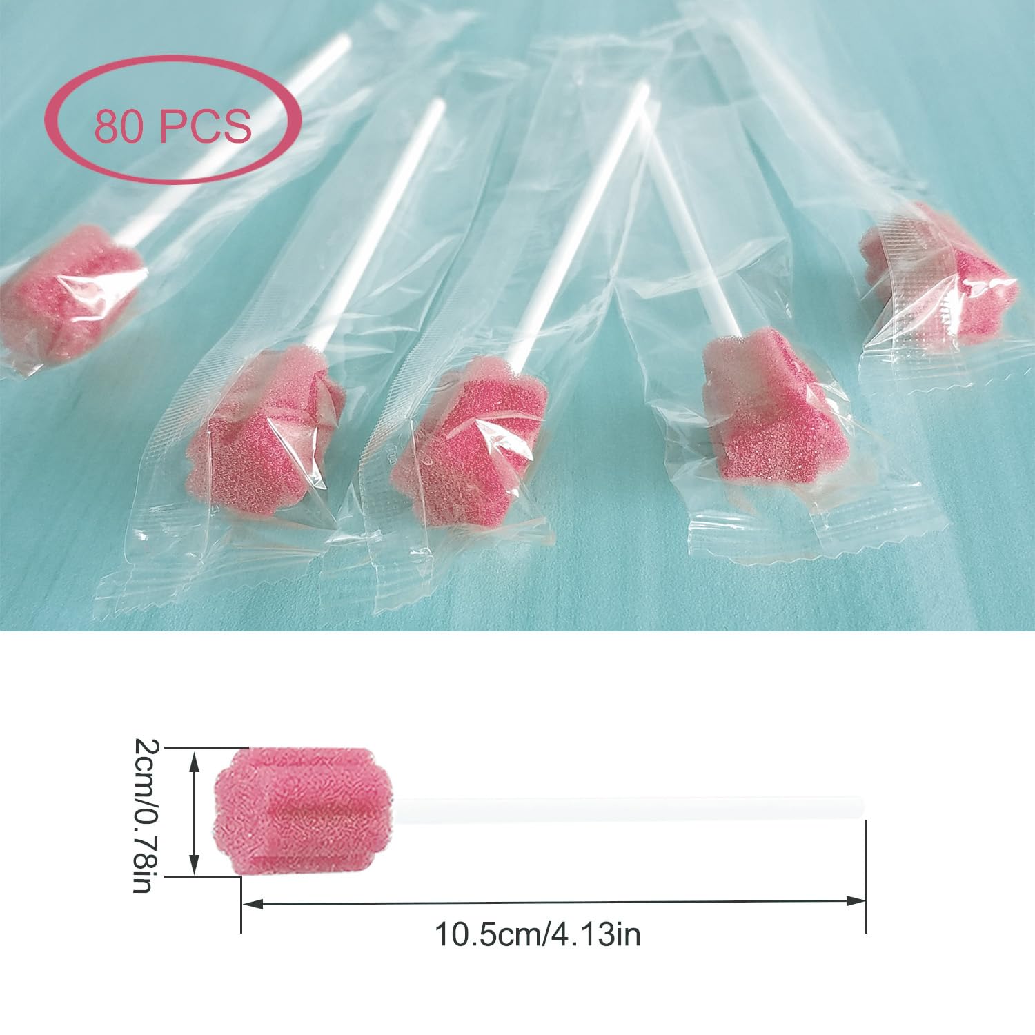 Écouvillon Éponge Écouvillon en Mousse Écouvillons Oraux Jetables 80pcs Écouvillon Dentaire Stériles non Aromatisés pour Nettoyage Bucco-Dentaire Nettoyage Dentaire, Forfait Individuel (Rose)