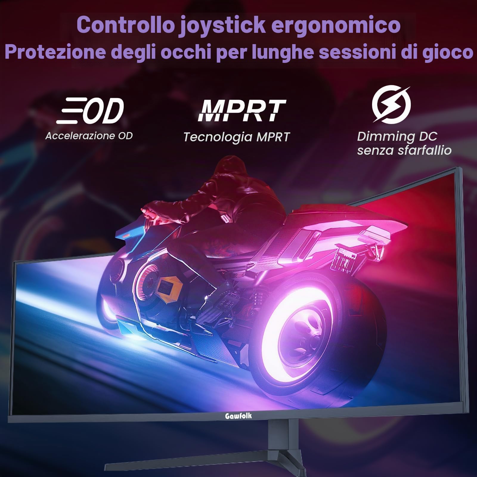 Gawfolk Monitor Gaming 49 Pollici Curvo Monitor 240Hz Ultrawide DQHD 5120x1440 1MS, FreeSync, 120% sRGB, 2x HDMI 2.1, PBP/PIP