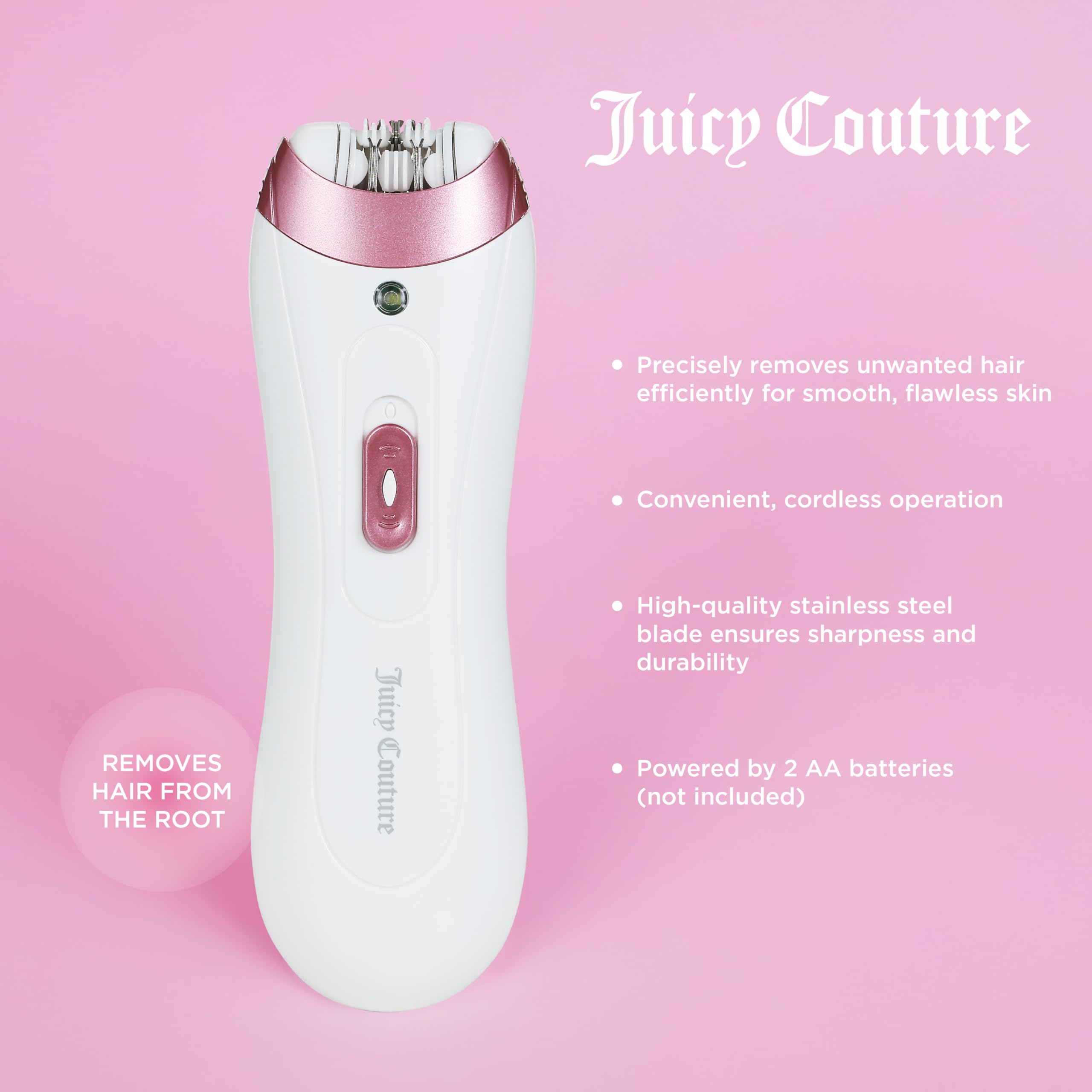 Juicy Couture - Painless Hair Remover, Rechargeable Electric Device Designed for Gentle Facial and Full Body Hair Removal