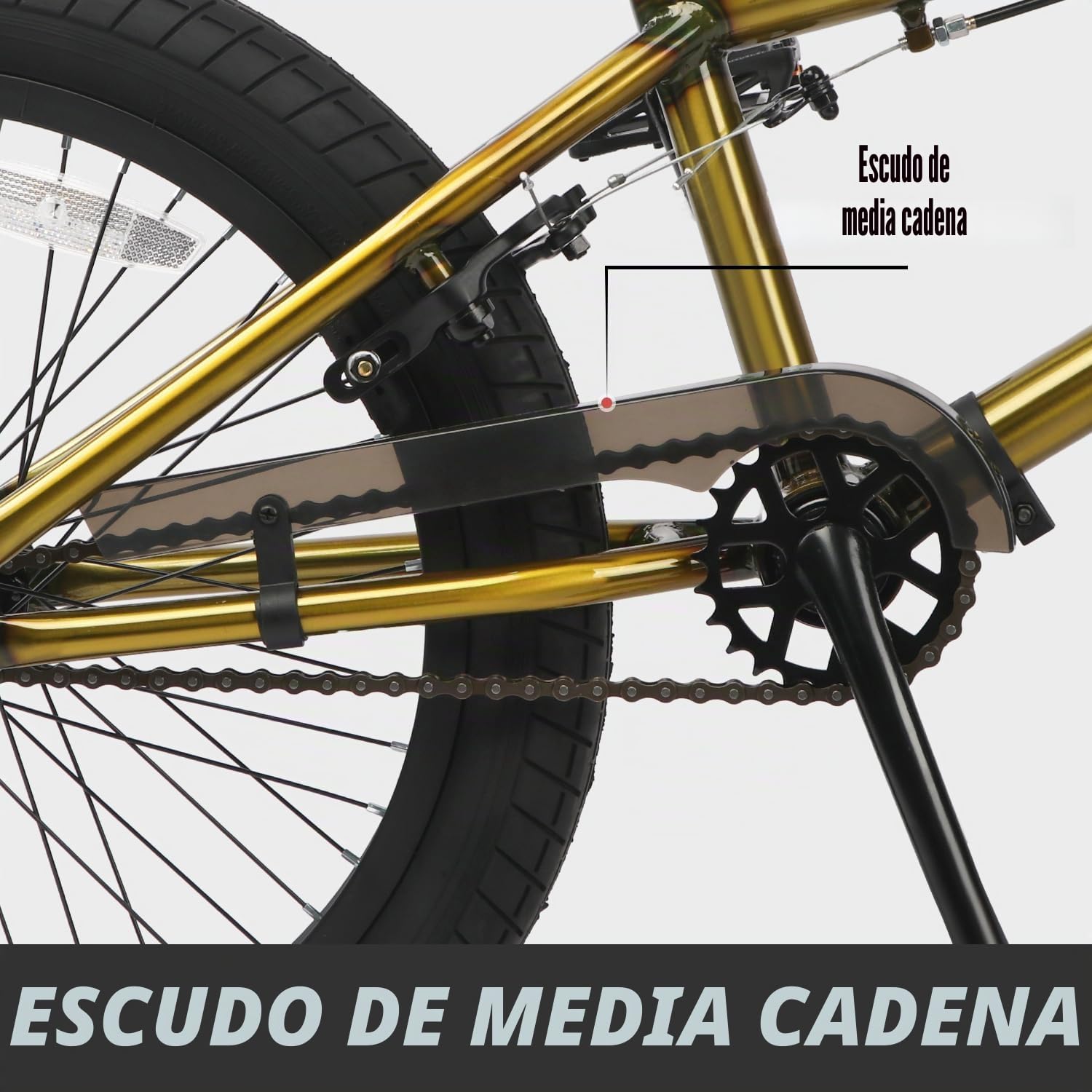 AVASTA Hesper - Bicicleta BMX Freestyle de 20 pulgadas para niños con 4 reposapiés, bicicletas para niños de 6 a 14 años y principiantes, color dorado