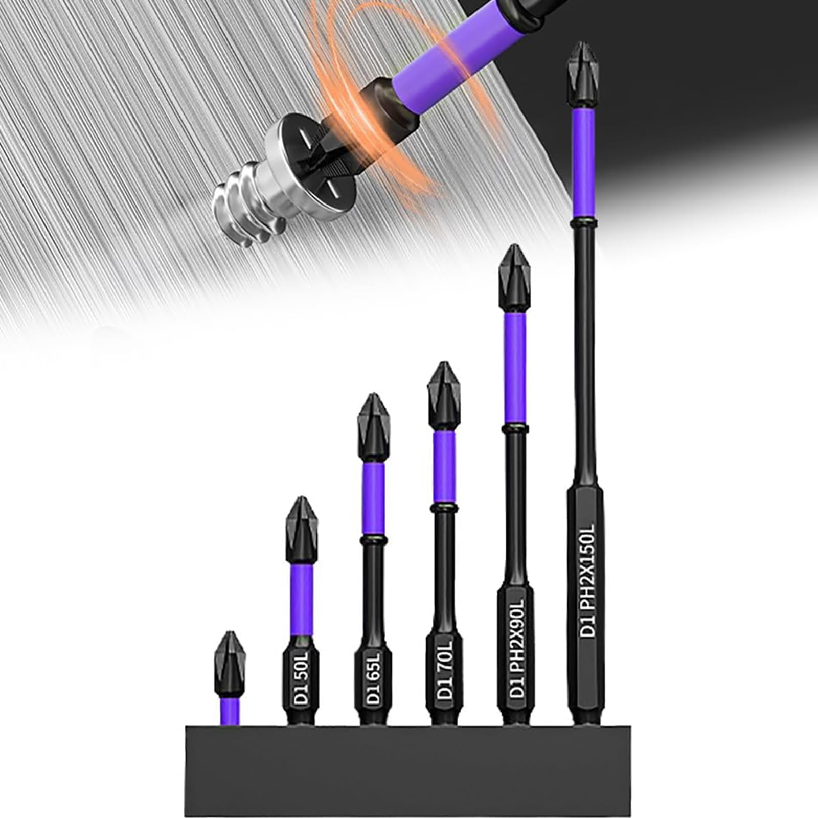 KIPTVO6 PCS Screwdriver Bits Set, D1 Anti-Slip and Shock Proof Bits, Magnetic Phillips Screwdriver Bits, Drill Screwdriver Bits, Strong Magnetic Impact Screwdriver Set, for Family or Office