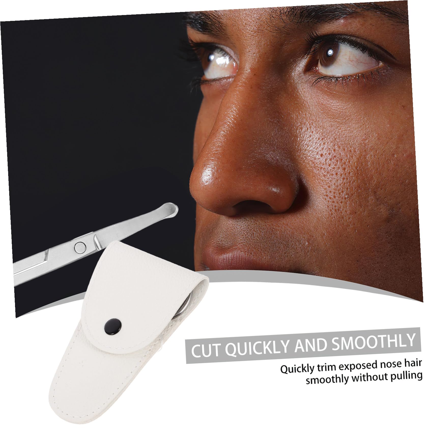 Juego de Tijeras para Vello Facial y Bigote 4 Piezas Acero Inoxidable | Blanco, Precisión de Corte y Formato Portátil, Uso en Casa o Salón, Incluye Funda para Transporte