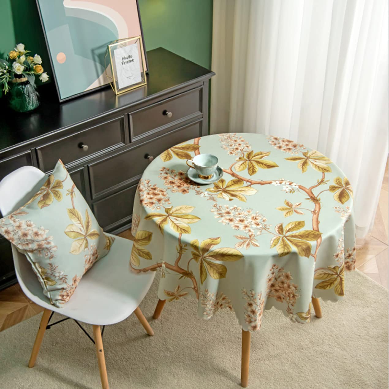 新品円形 テーブルクロス テーブルカバー ポリエステル 洗える 田園風