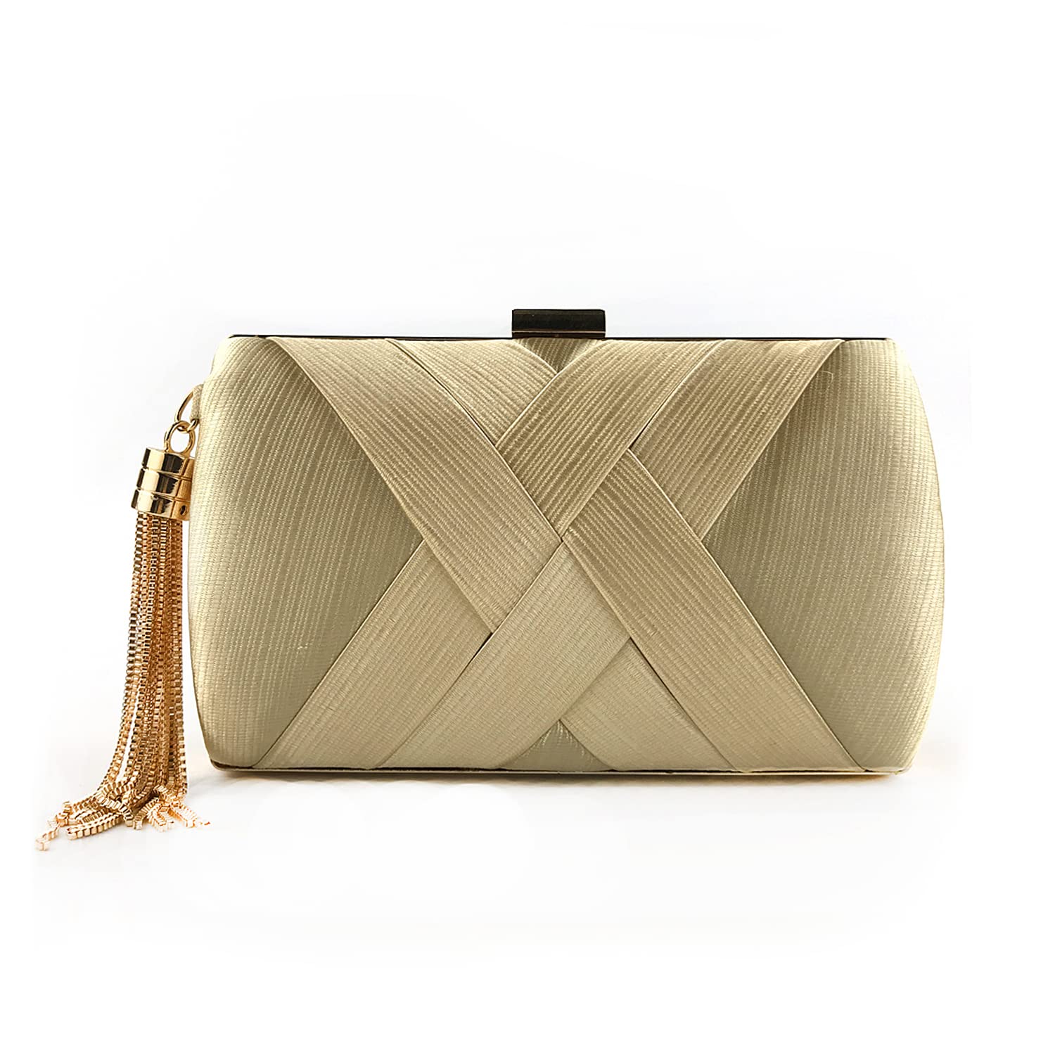 SUKUTU Bolso de Mano de Noche para Mujer Bolso de Satén Para Boda Fiesta Noche Borla Colgante Cóctel Graduación, Bolsos de Mano