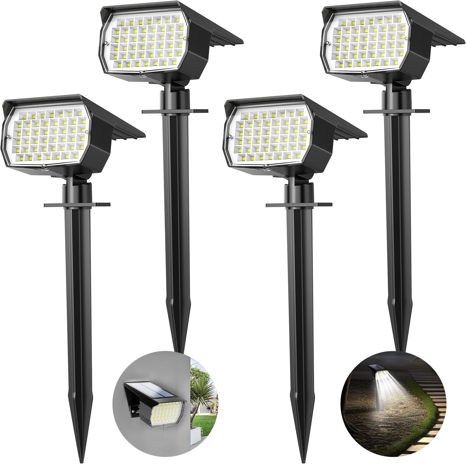 WENATYSolar Spot Lights, 46 LED Outdoor, IP65 Waterproof, 3 Modes, Solar Powered Garden Lights for Yard, Driveway, Porch, Walkway