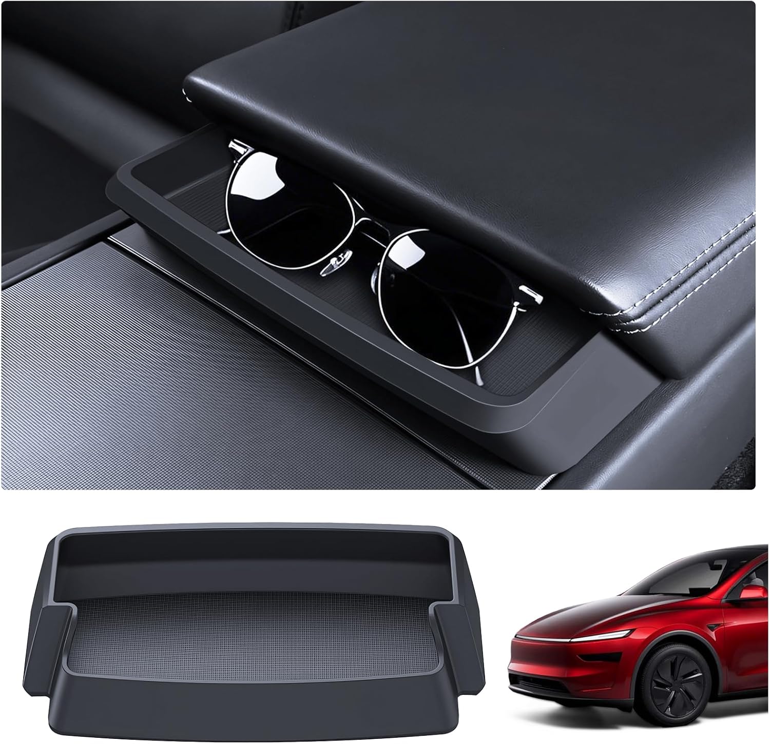 2025 Tesla Sunglasses Holder Model Y Juniper Model 3 Highland Center Console Sunglasses Holder Model 3 Y Interior Accessories Armrest Key Card Phone Holder Storage Box