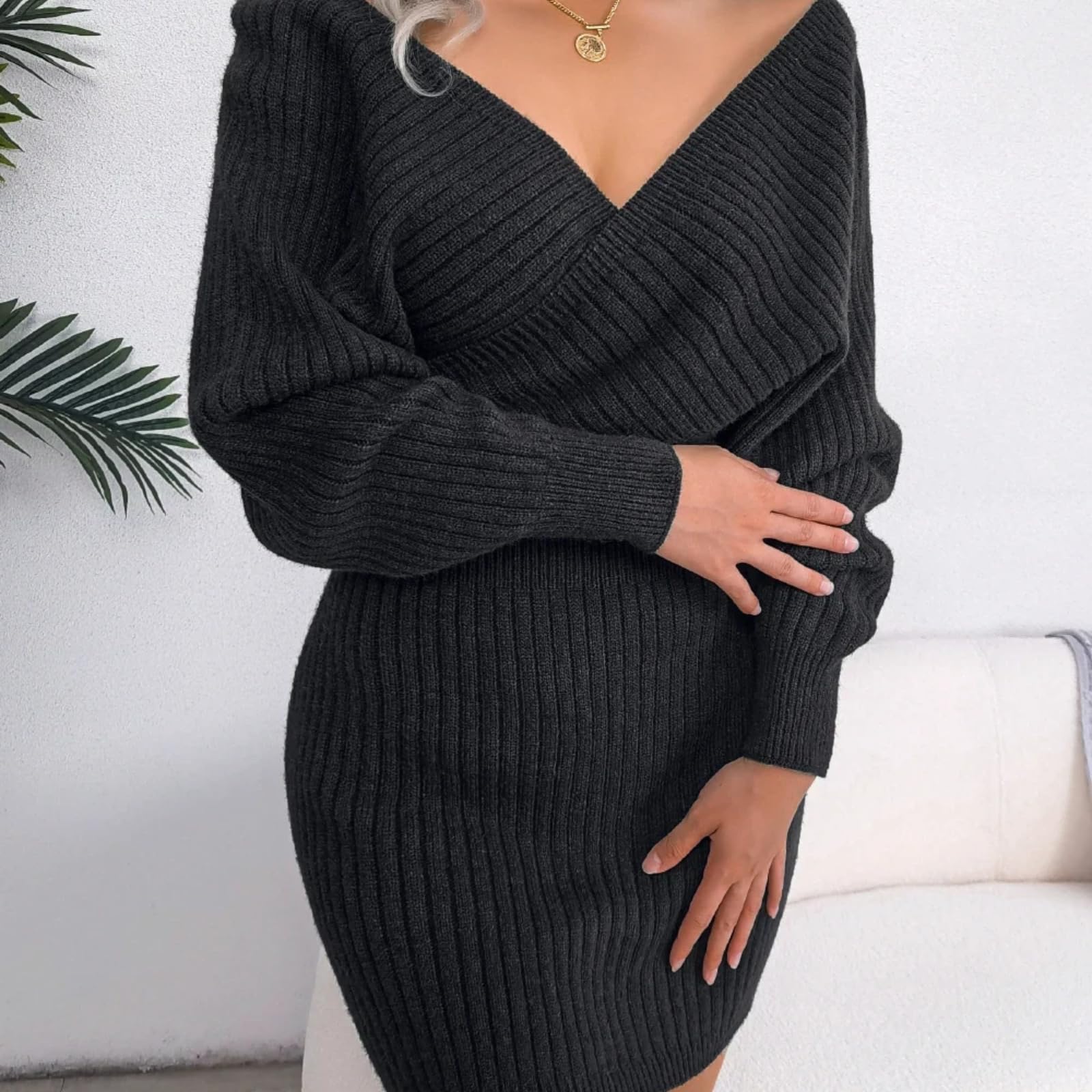 Vestidos De JerséIs De Mujer: OtoñO, Invierno, Informales, Vestidos De Punto De Manga Larga, Blancos, Verdes, Azules, Negros, Morados