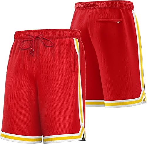 KXK Pantalones cortos de baloncesto de malla para hombre pantalones cortos deportivos para gimnasio correr entrenamiento con bolsillos