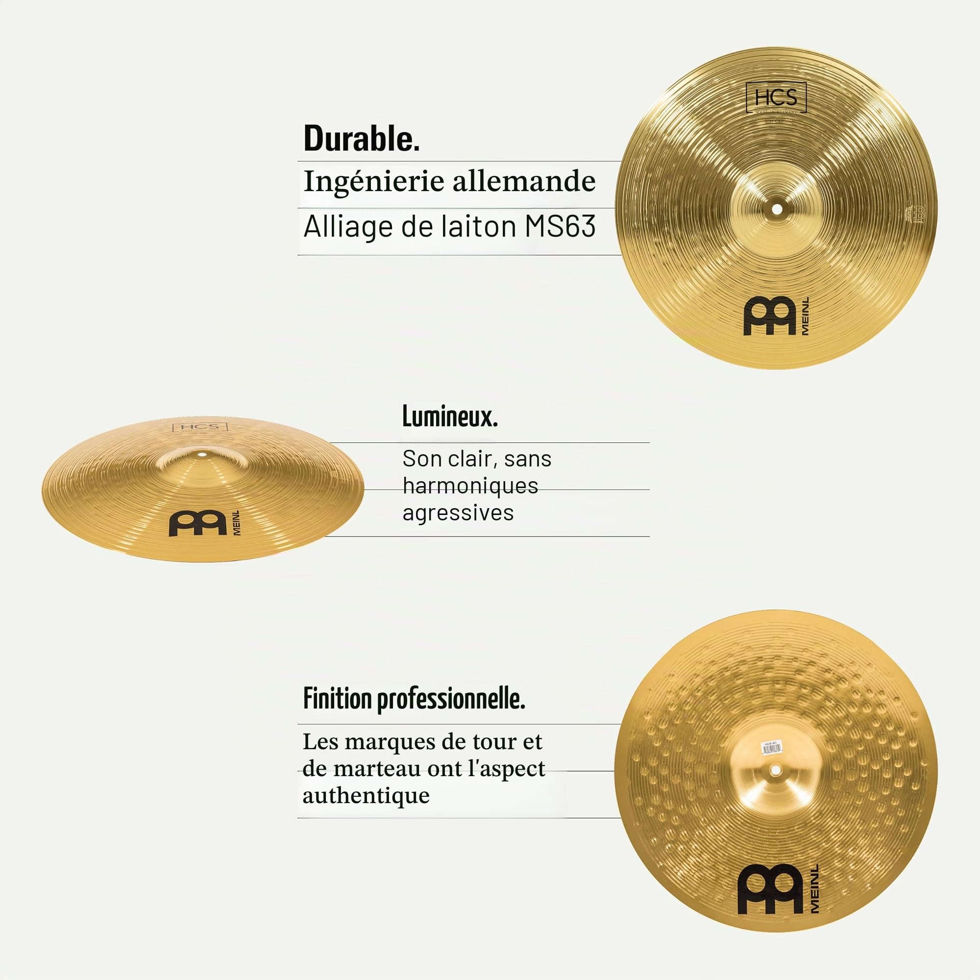 Meinl Cymbals HCS Cymbale Crash 18 pouces (45,72cm) pour Batterie – Finition Traditionelle en Laiton, fabriquée en Allemagne (HCS18C)