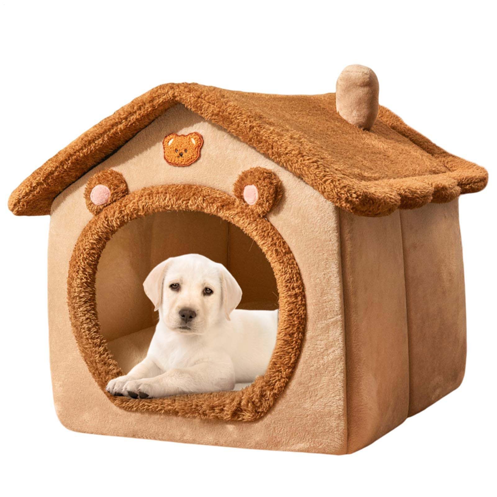 Maison pour chat fermée en peluche et lit d'hiver chaud pour petit chien