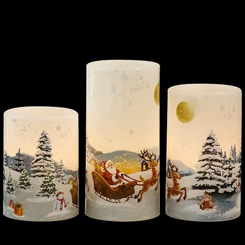 Miniatura 6 de Velas sin llama GenSwin de Navidad con muñeco de nieve, parpadeantes, funcionan con pilas, con temporizador