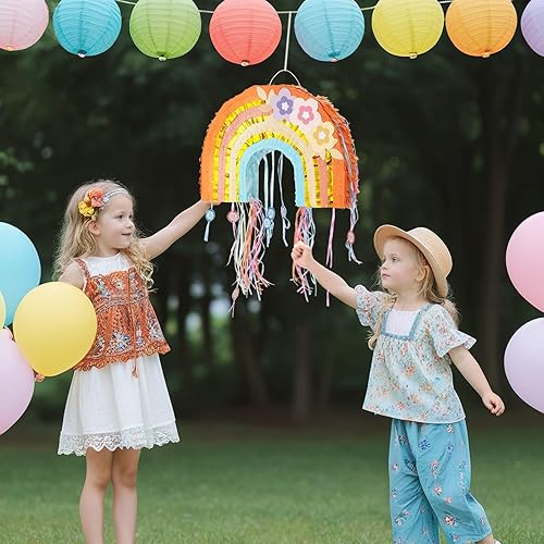 Miniatura 364 de WERNNSAI - Piñata de sirena plegable, piñata de cumpleaños con flecos que incluye cuerda para jalar, venda y bate. Decoraciones