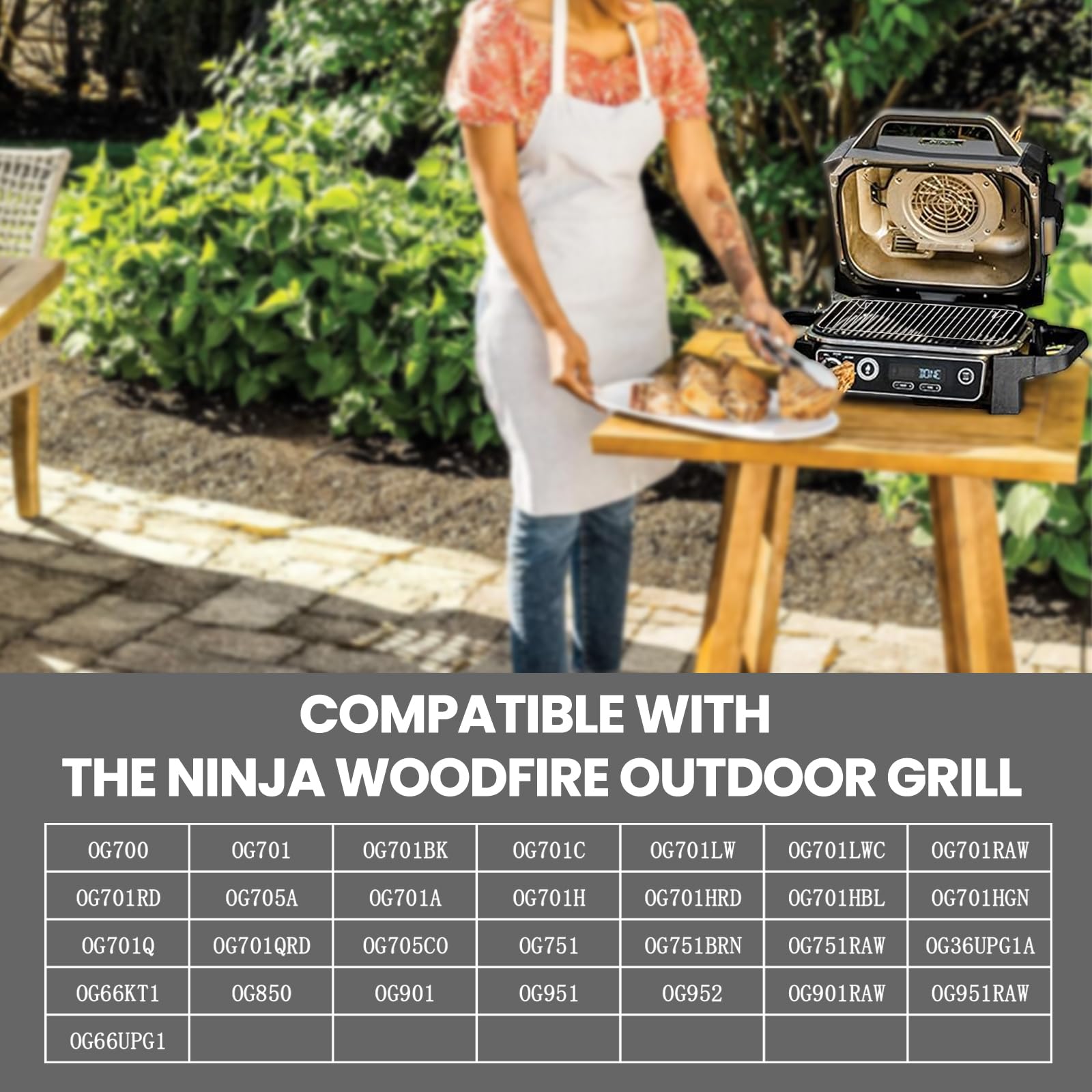 2Pcs Stainless Steel Rack Set for Ninja Woodfire Outdoor Grill,Smoker Grill Rack Accessories,Non-Stick Barbecue Cooking Grill Stand and Operating Tool for Ninja Woodfire Outdoor Grill OG701 OG751