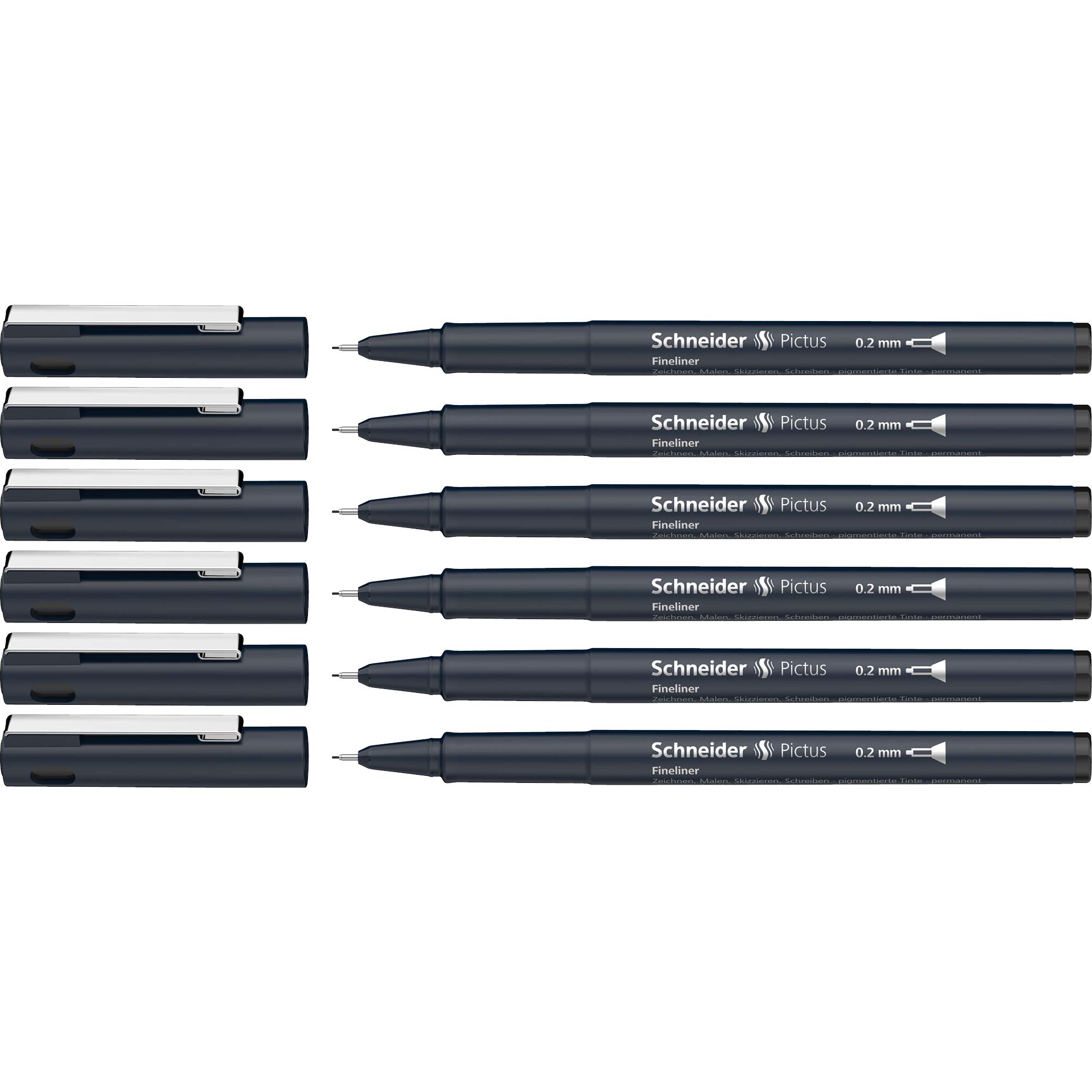 Schneider Pictus Lot de 6 Feutres Fins Noirs - Précision et Durabilité