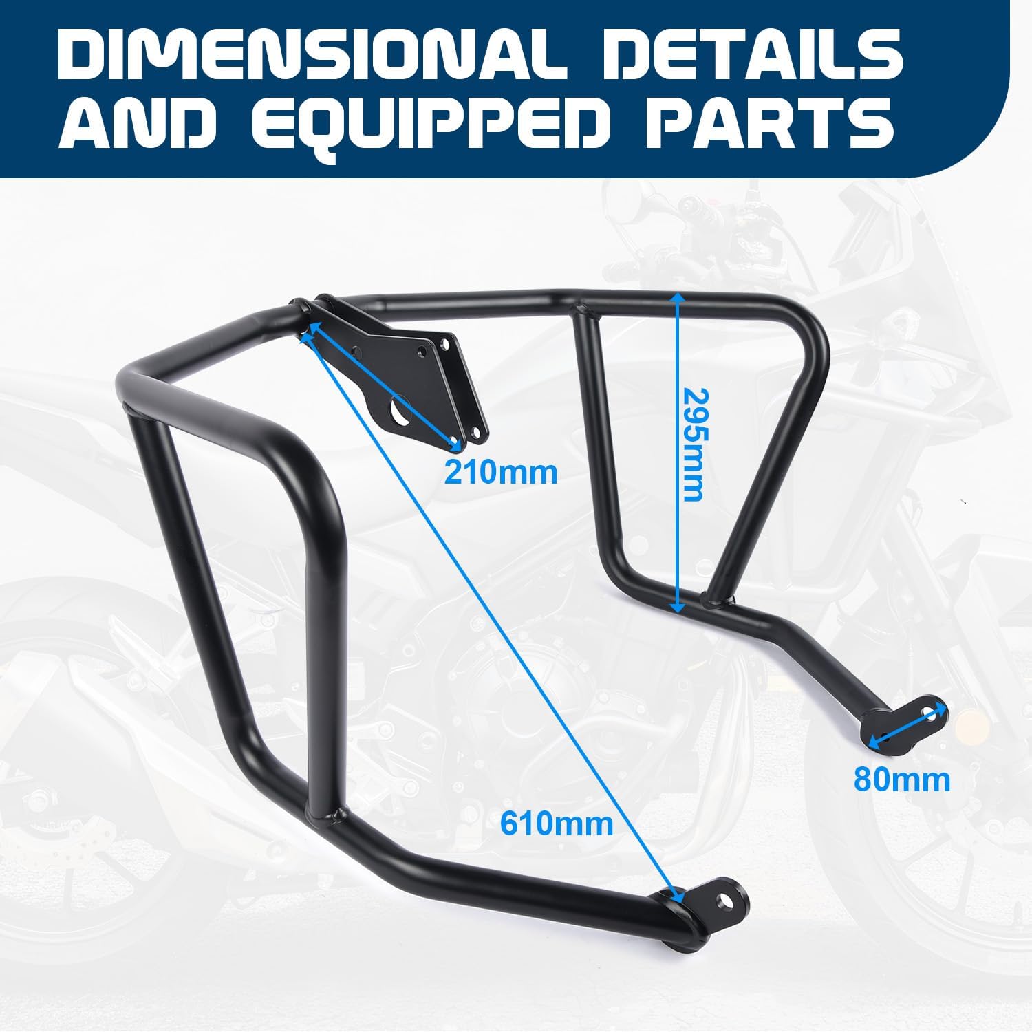 Motorcycle Engine Guard Crash Bar for Honda NX400 NX500 2024 2025 2026 NX 400 500 Bumper Extension Body Frame Guard Steel Highway Falling Protection Set(Upper)