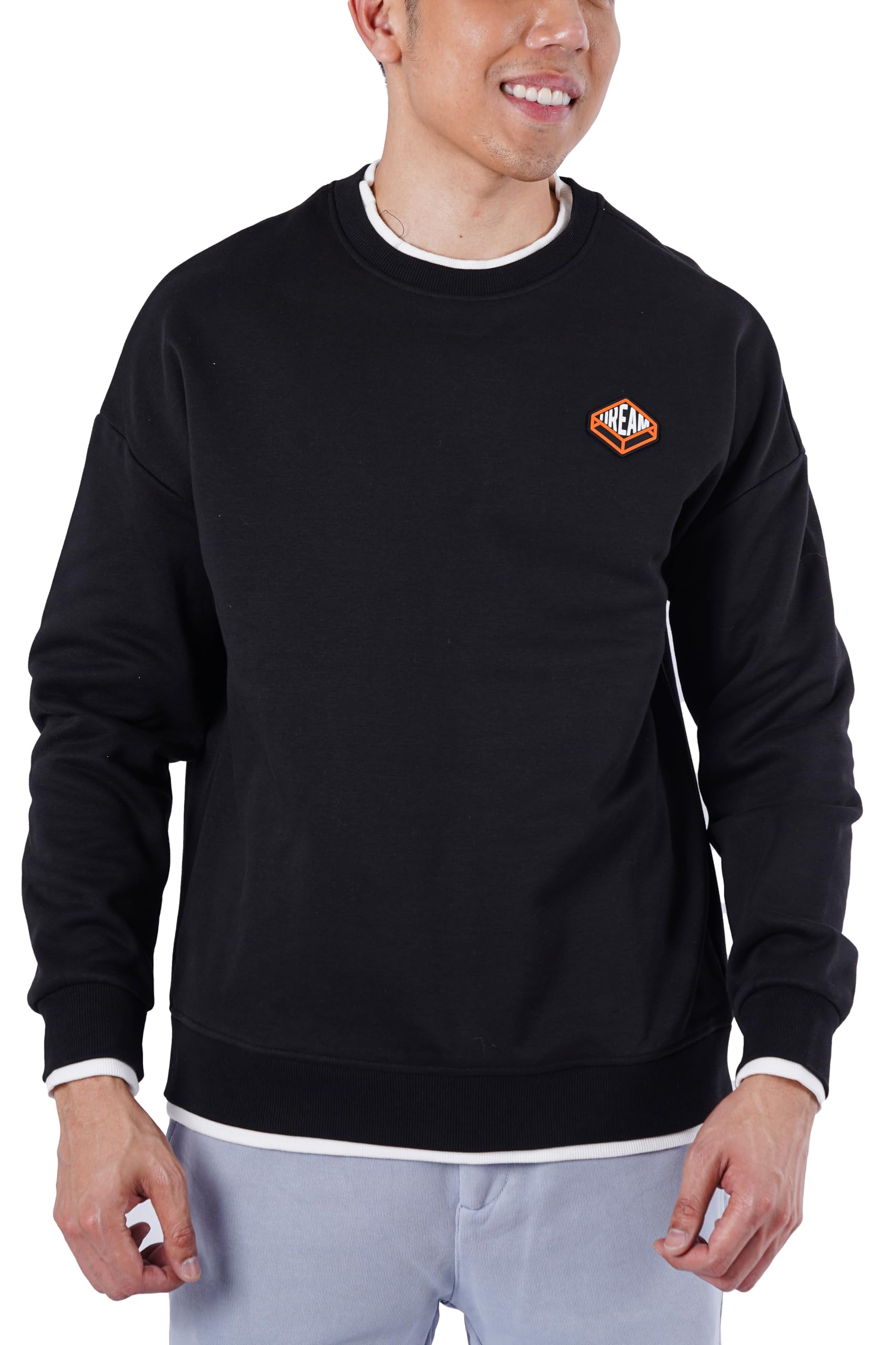 GenericMen's Sweatshirt JJC GLASS SWEAT Oversize-Fit Knitted Top Crewneck Jumper Premium Quality Soft Touch Long Sleeve Pullover Essential Style Knitted Sweaters for Men Fleece Pullover Sweatshirt XS-3XL