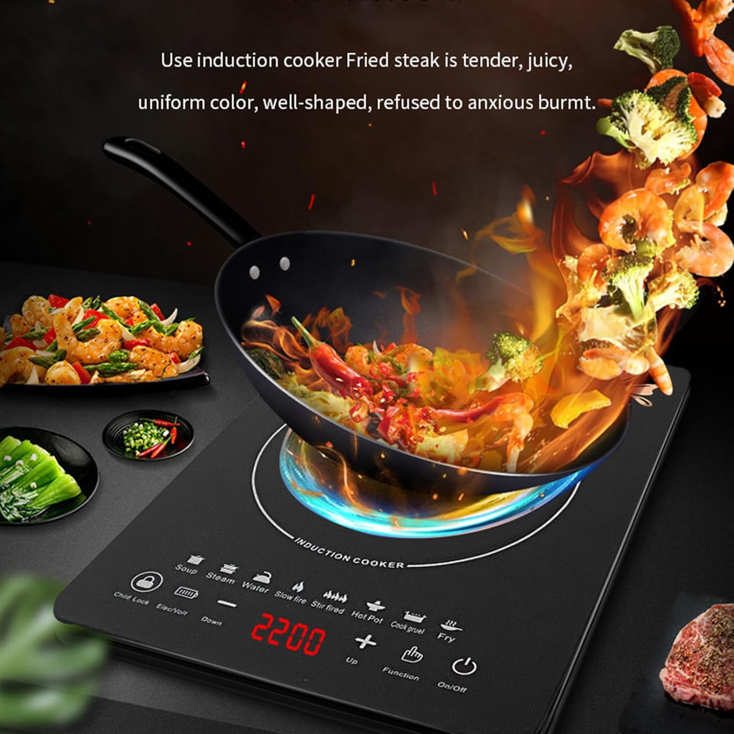 Multi-Function Induction Cooker, High-Power Household Intelligent Energy-Saving Wok Electric Cooker 220V/110V