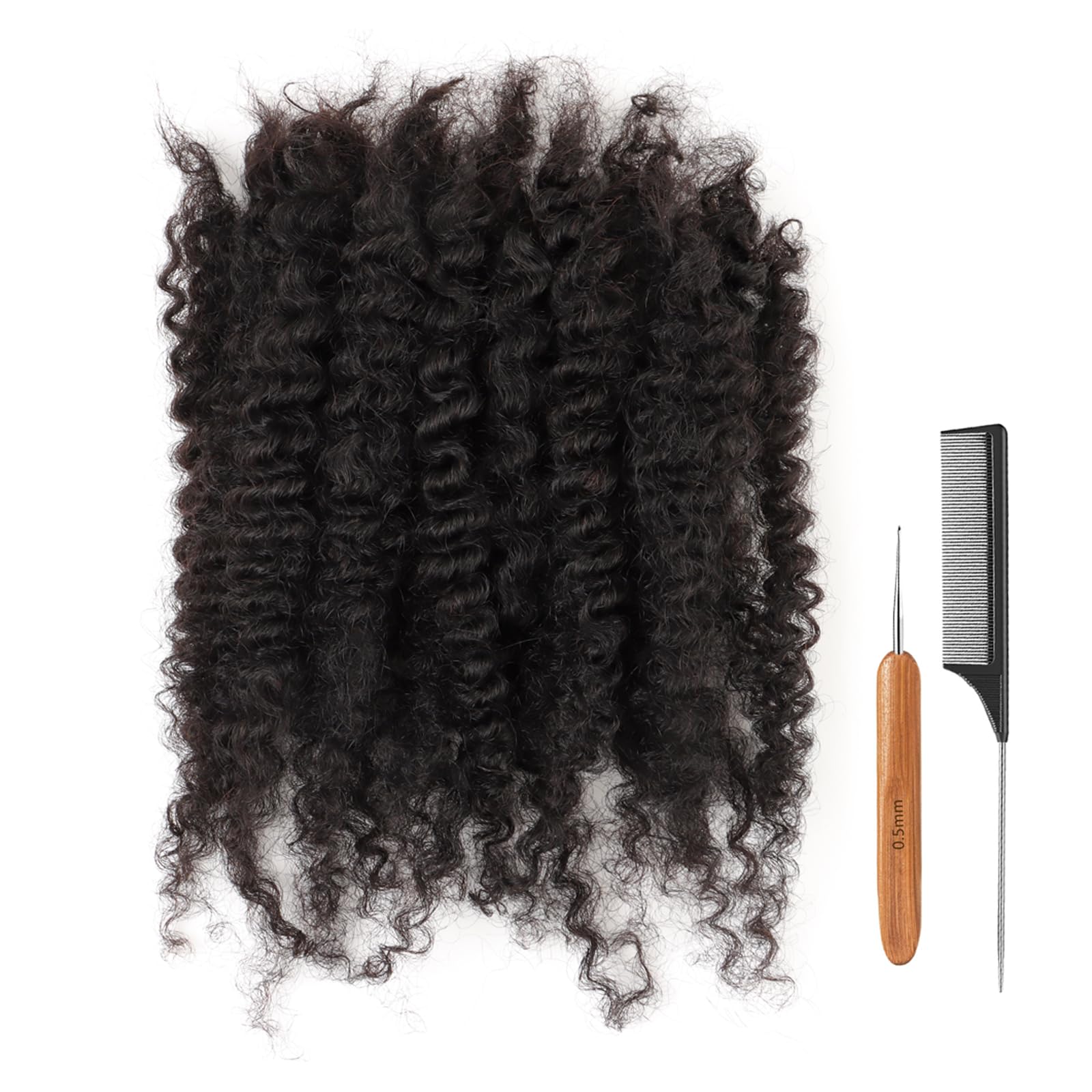 ADIASAI Afro Kinky Bulk Curly Human Hair 8 Inch 50g for Permanent Micro Locs Mini Kinky Twist Braids Loc Extensions Dreadlock Extensions Repair Locs