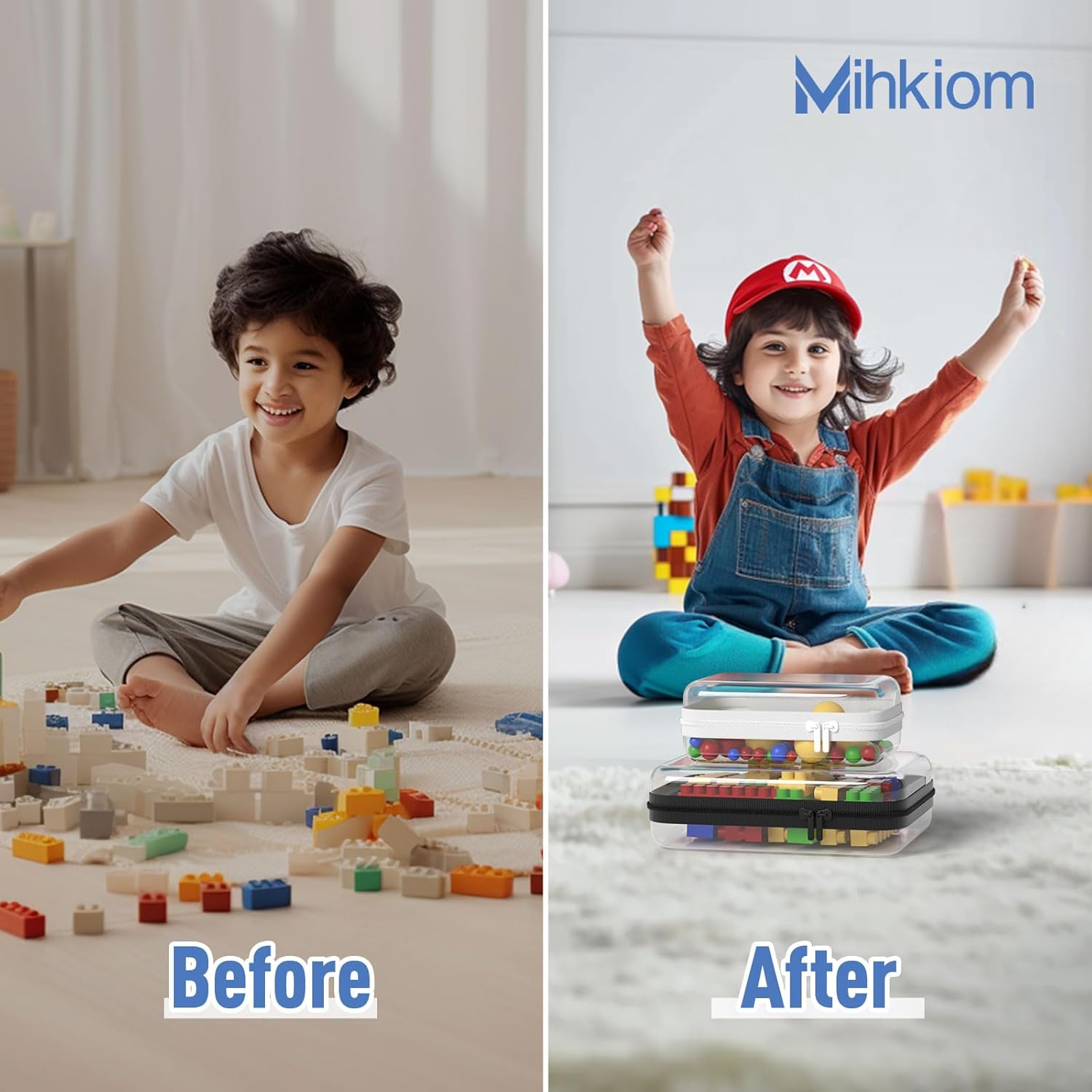 4Pcs Clear Hard Shell Zipper Case, BIiss Plastic Bins for Organizing, Clear Zipper Pouches Makeup Case & Lidded Storage Bins Organizer for Storage Cosmetics, Puzzles, 8.7 x 6.3 x 2.4 Inch - Image 5