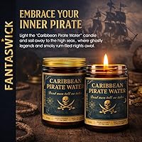 Vista 3 de Fantaswick 's Caribbean Pirate Waters Vela perfumada Cera de soja de coco 100% natural y mecha de algodón en tarro de vela ámbar Vertido a mano
