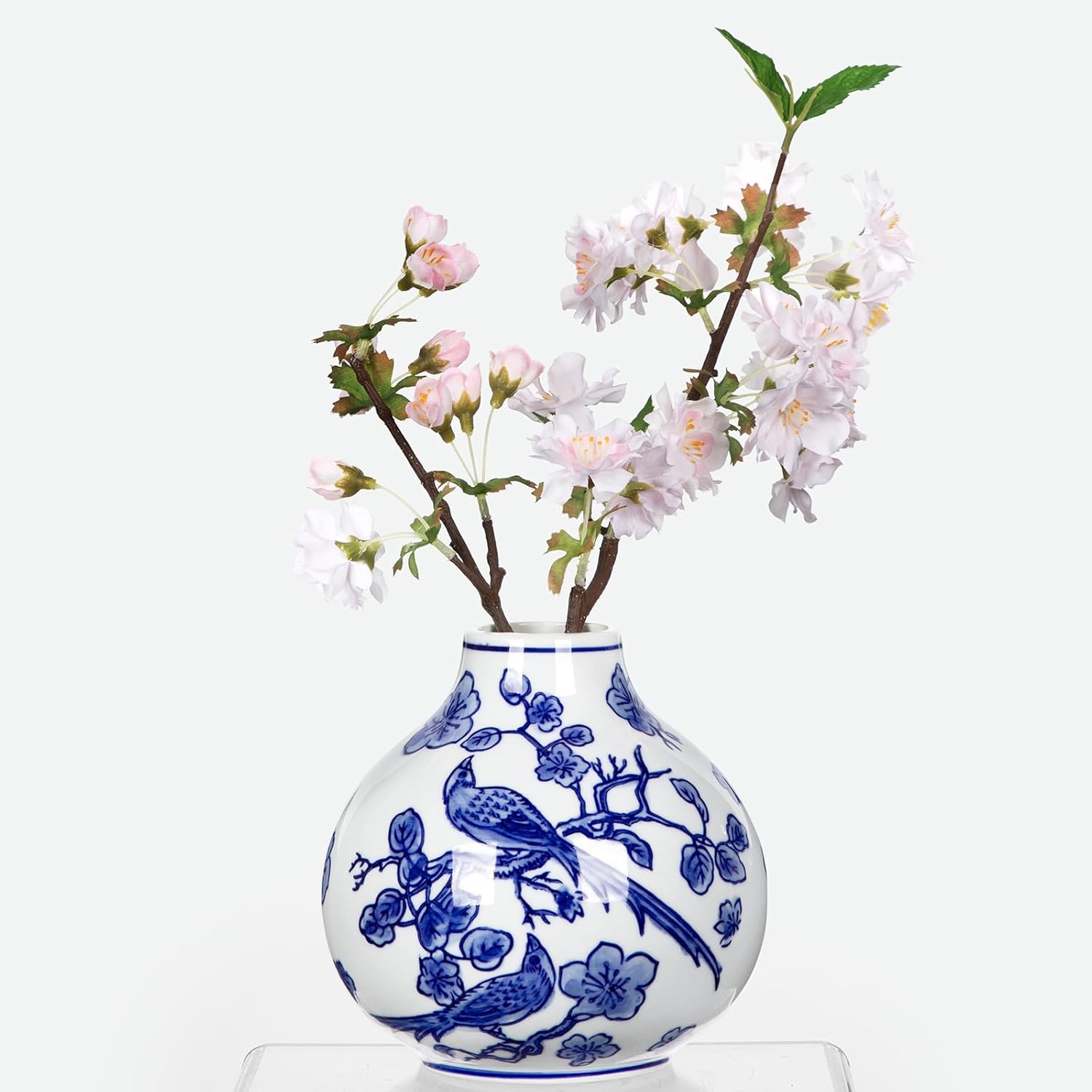 Blue and White Vase Porcelain Vases Small Chinoiserie Vase Classic Ceramic Chinese Floral Vase for Bedroom Living Room Console Table Accent Shelf Tabletop Decor - Image 4