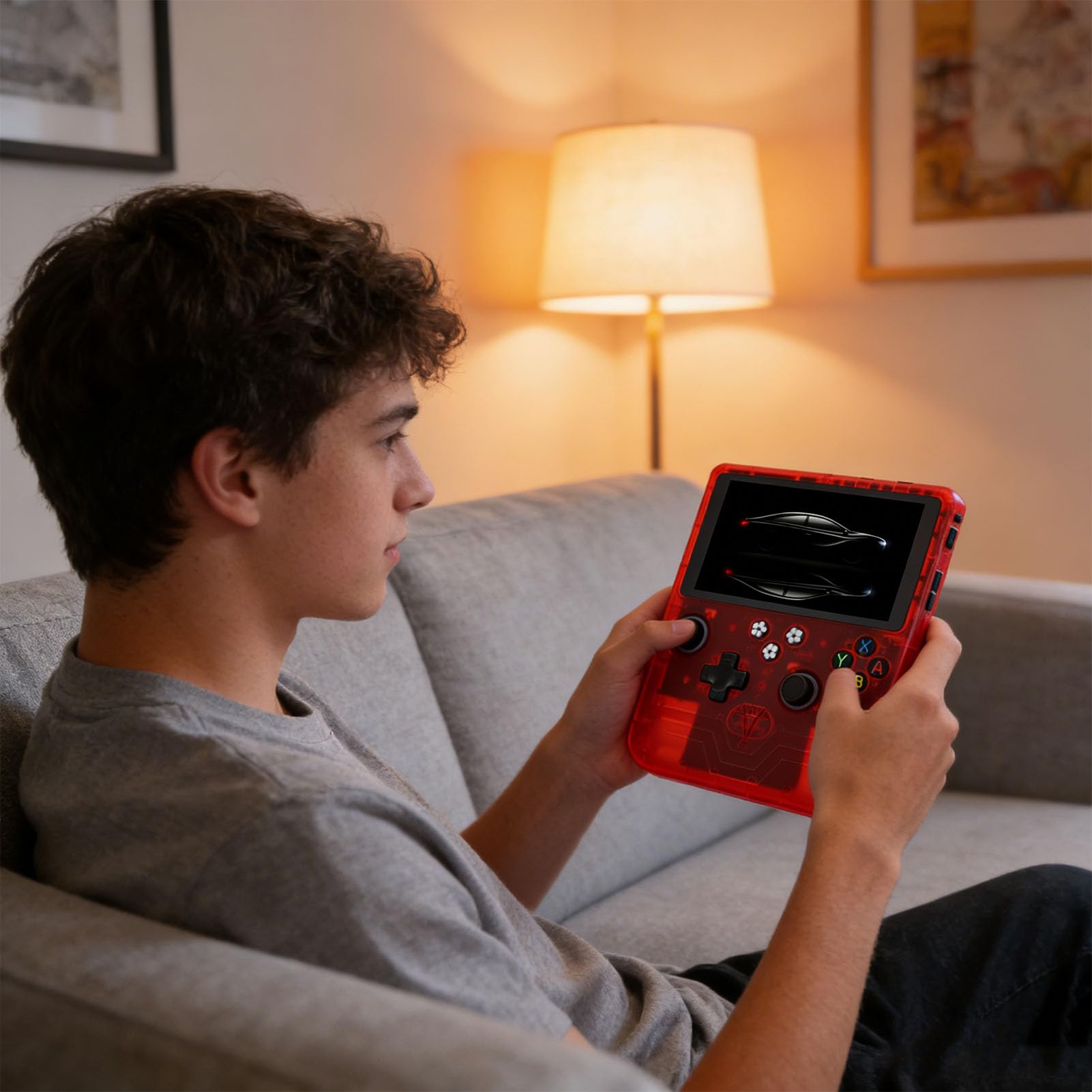 Ausla Consola de Juegos Portátil Retro, Dispositivo de Juegos Portátil con Pantalla de 6 Pulgadas con Cuerpo ABS, Joysticks RGB Duales, Almacenamiento de 128 GB, Batería de 6000 MAh para Jugadores