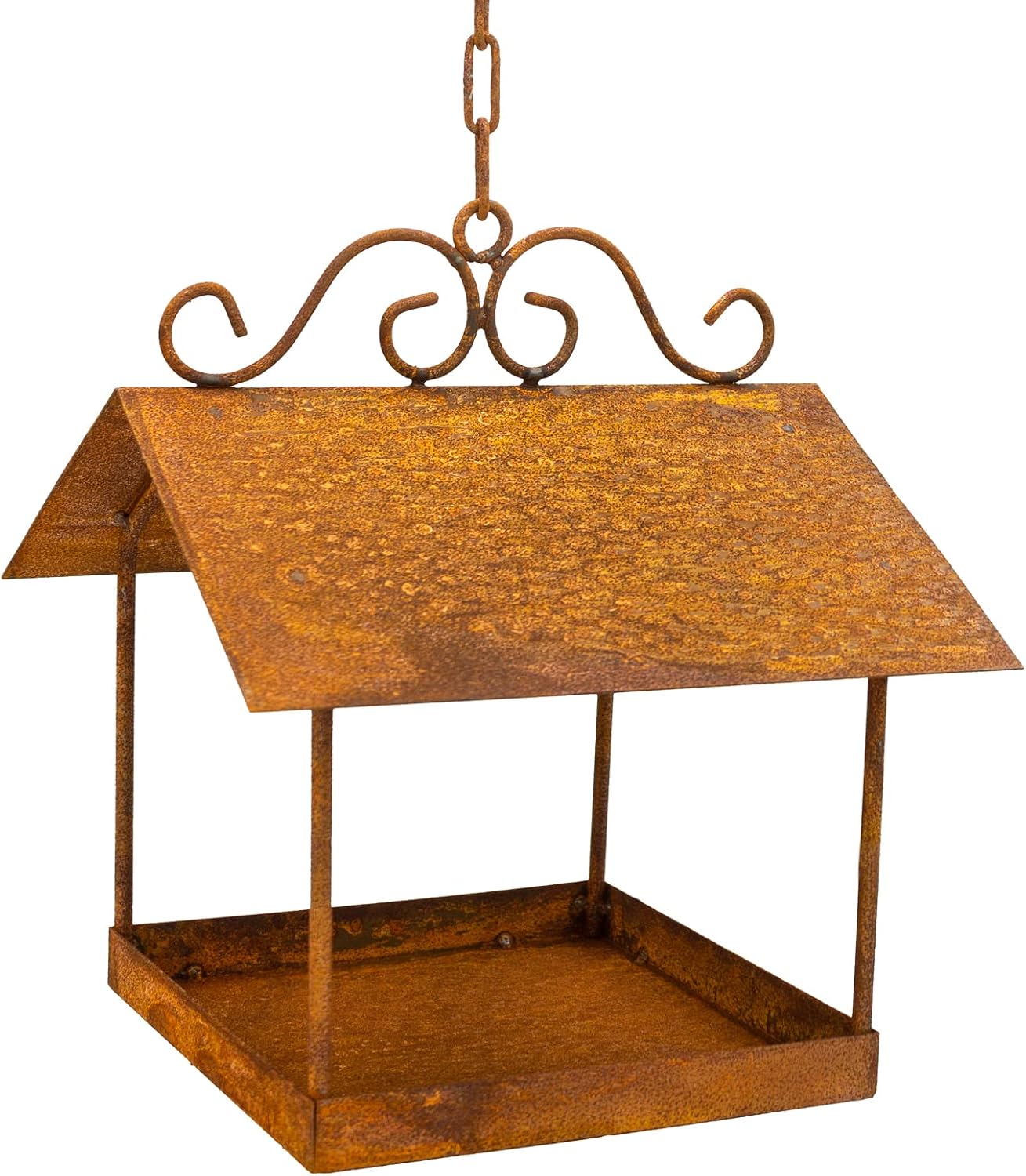 VOGELHAUS Aus Metall Mit Edelrost Zum Aufhängen – Für Meisenknödel & Vogelfutter, Ca. 30 Cm Hoch