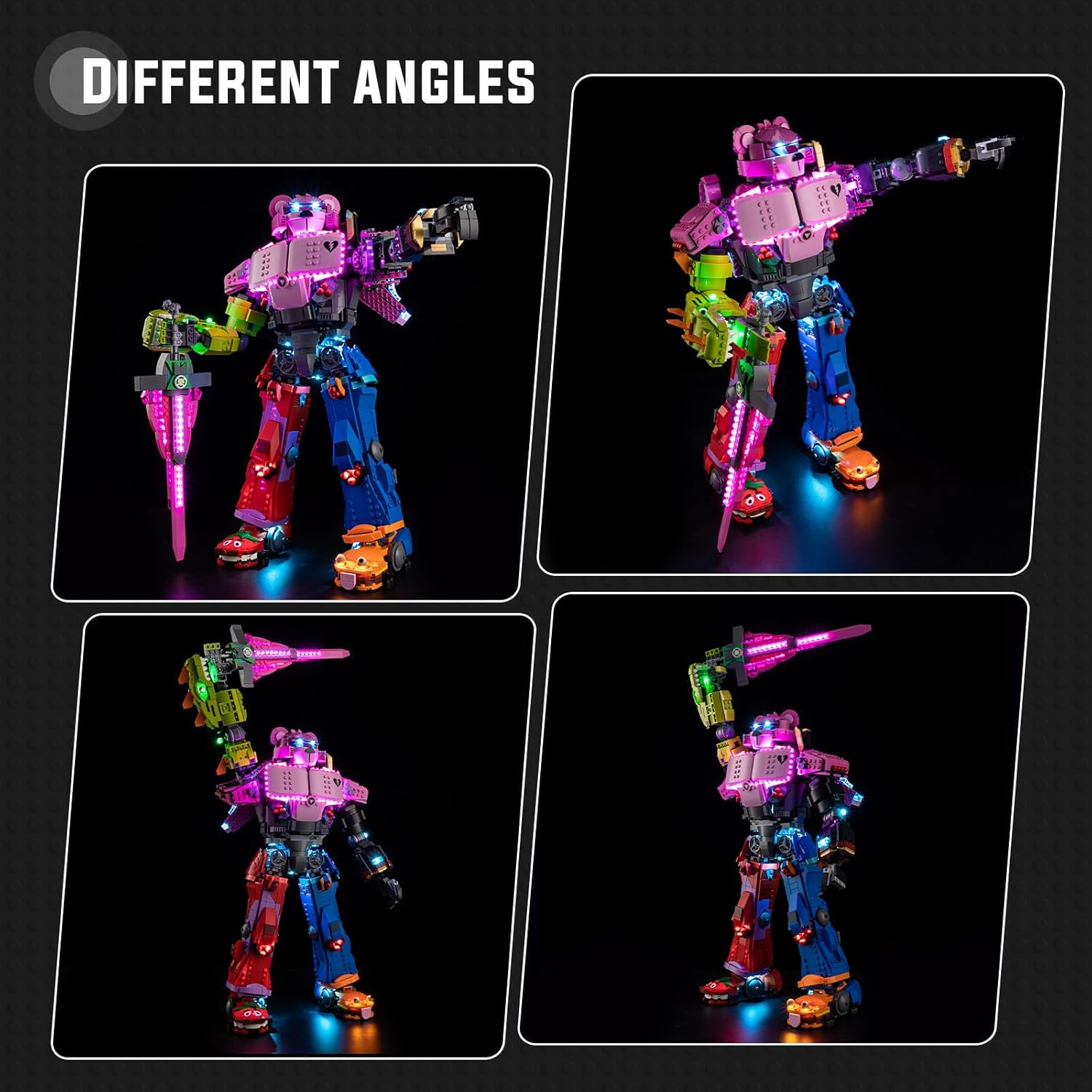 Nitemode LED Light Kit Compatible with Lego Fortnite Mecha Team Leader 77078, Upgraded Brightness Adjustable Lighting Accessories(No Model)