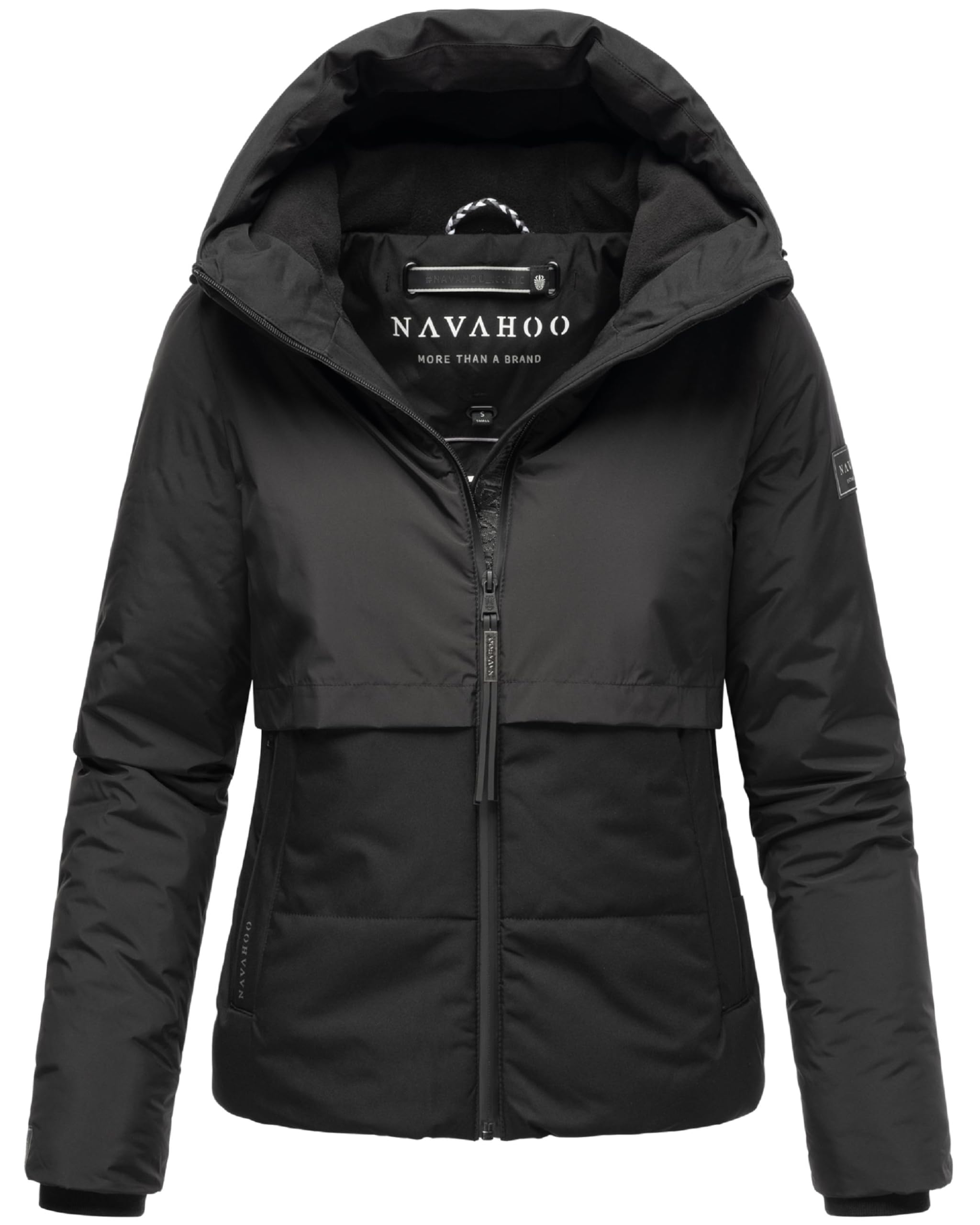 Navahoo Women's Black Winter Jacket Warm Quilted Jacket With Fleece Lining And Hood Love Chicks Xiv Xs-Xxl, Xs