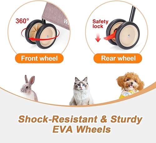 Miniatura 4 de Cochecito de perro con 4 ruedas, cochecito plegable para mascotas para perros pequeños, gatos, con correa de transporte y soporte para tazas, bolsas