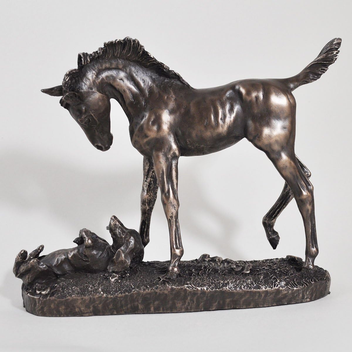 David Geenty Bronze Sculpture - Foal & Dog First Encounters