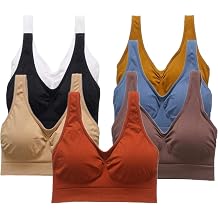 Women Freedom Sports Bra with Stitching Built-in Padded Bra Seamless Spandex Yoga Tagless Bra 3 Pack