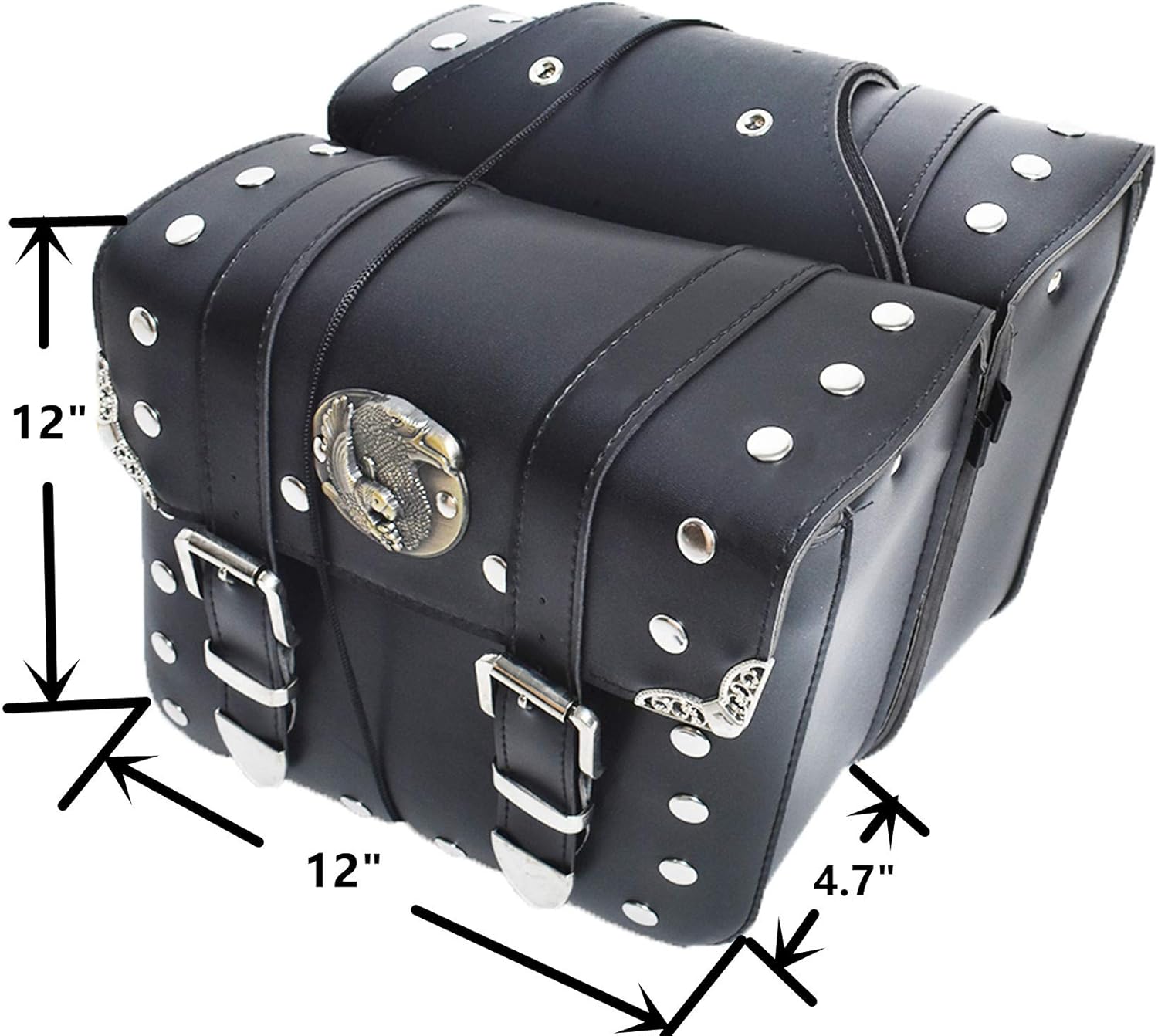 waltyotur 2 x Motorcycle Saddlebags Pannier Luggage Storage PU Leather Replacement for Harley Honda Yamaha 12 x 4.7 x 12 : Automotive