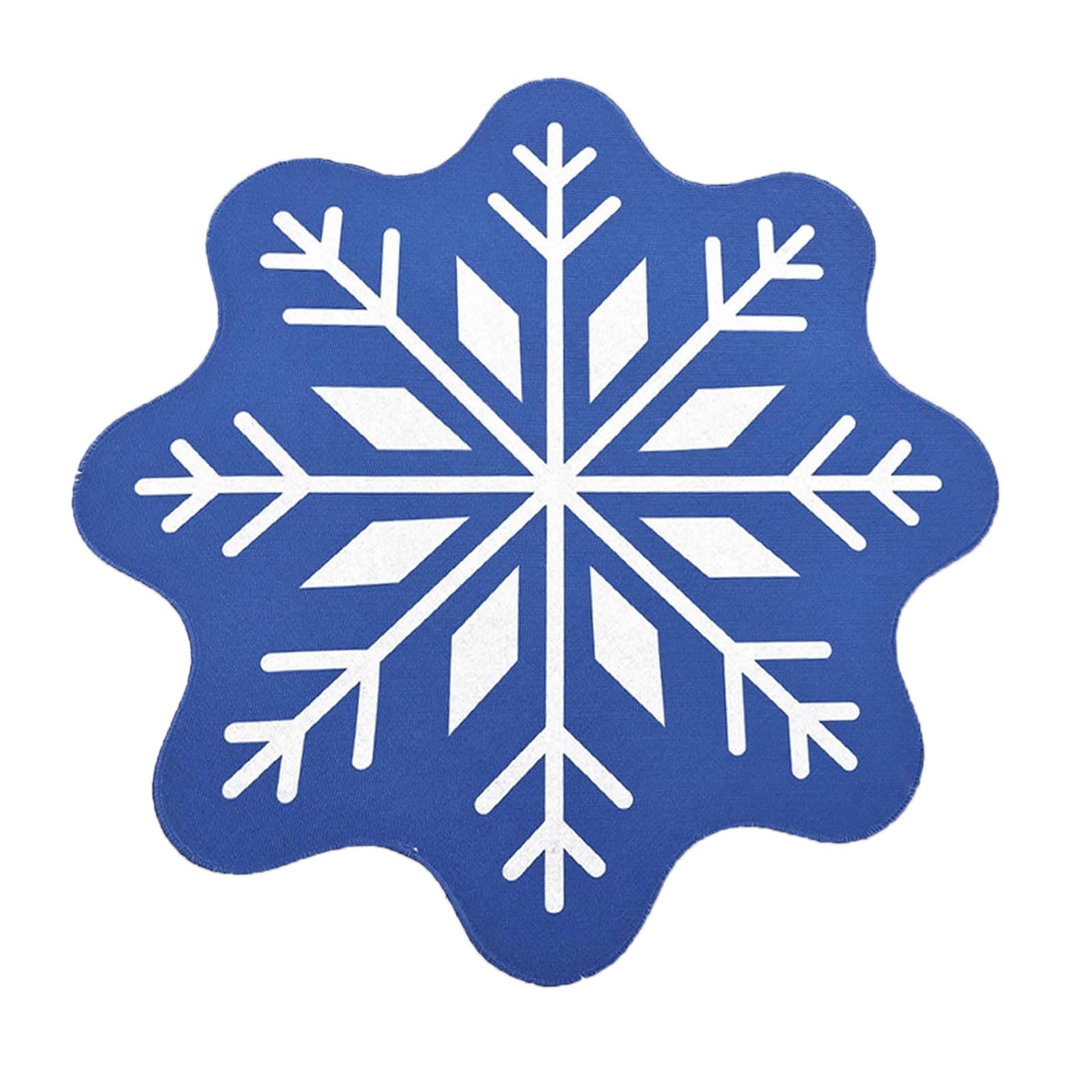 Carotoe Blue Floor Pad Snowflake Shape Decorative And Functional Christmas Bath Mat With High Water Absorbency And Slip Resistant Bathroom Absorbent Rug