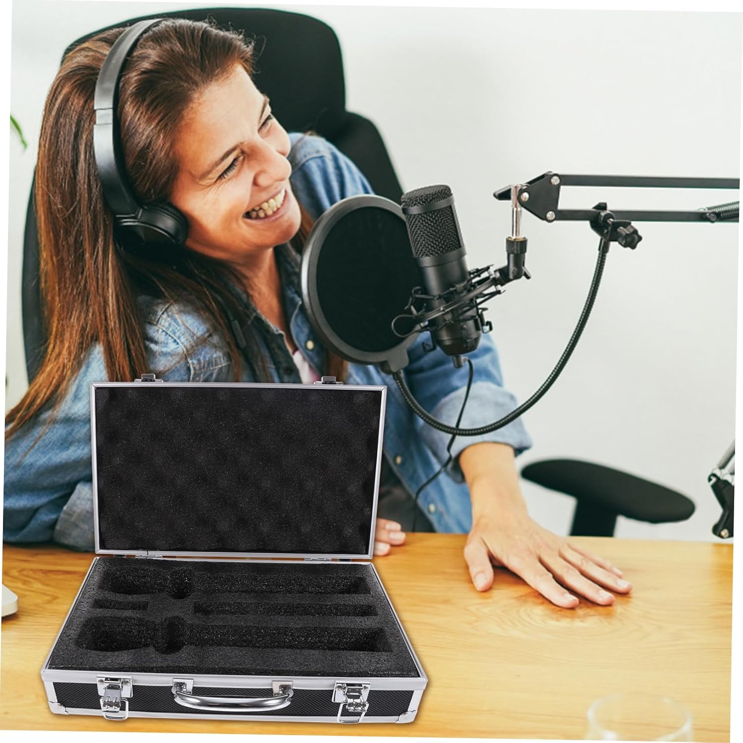 Protective Handheld Microphone Storage Box Case for Microphones Portable Organizer for Ktv and Events