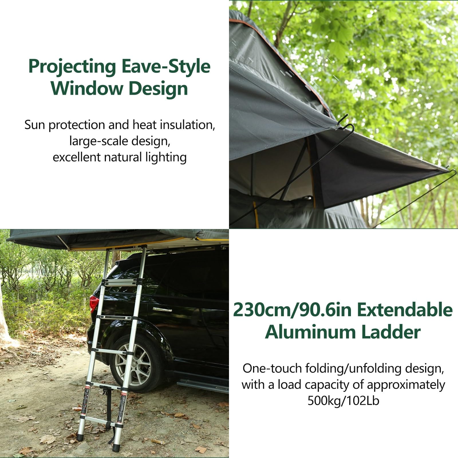 Tenda Da Tetto Soft Shell Con Scaletta Telescopica, Tenda Da Tetto Facile Da Montare, Per Campeggio In Auto, SUV E Camion, 3-5 Persone