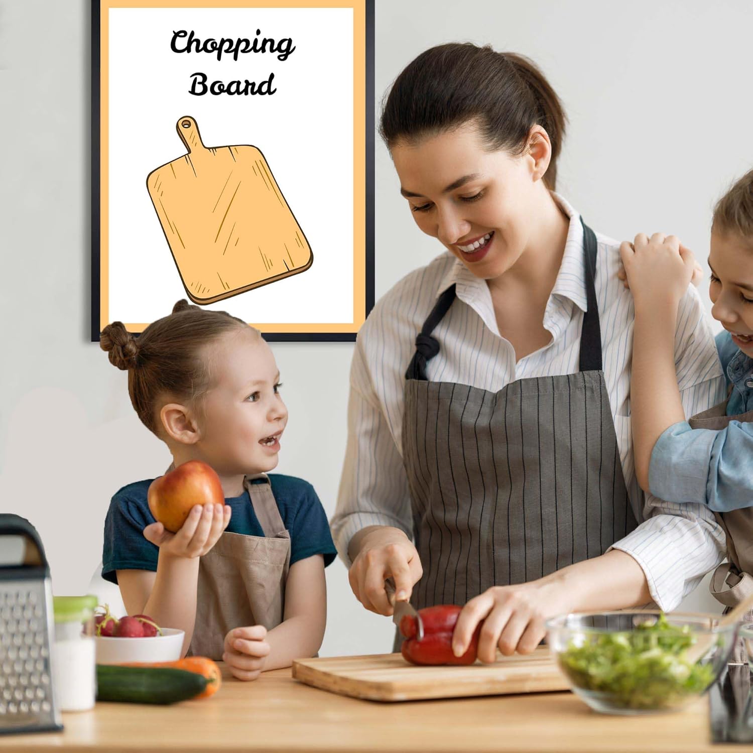 InkFlow Posters Chopping Board Poster - Kitchen Tool Illustration Art - Modern Print - Minimal Culinary Wall Decor for Home Kitchen - Trendy Cooking Display Gift - 16x20 Unframed Canvas Print