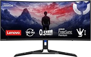 Lenovo Legion R34w-30 Gaming Monitor Curved 34″ WQHD (3440×1440) VA, 0.5ms MPRT, 180Hz, 2x3W Speakers, 2x HDMI 2.1 and Dis…