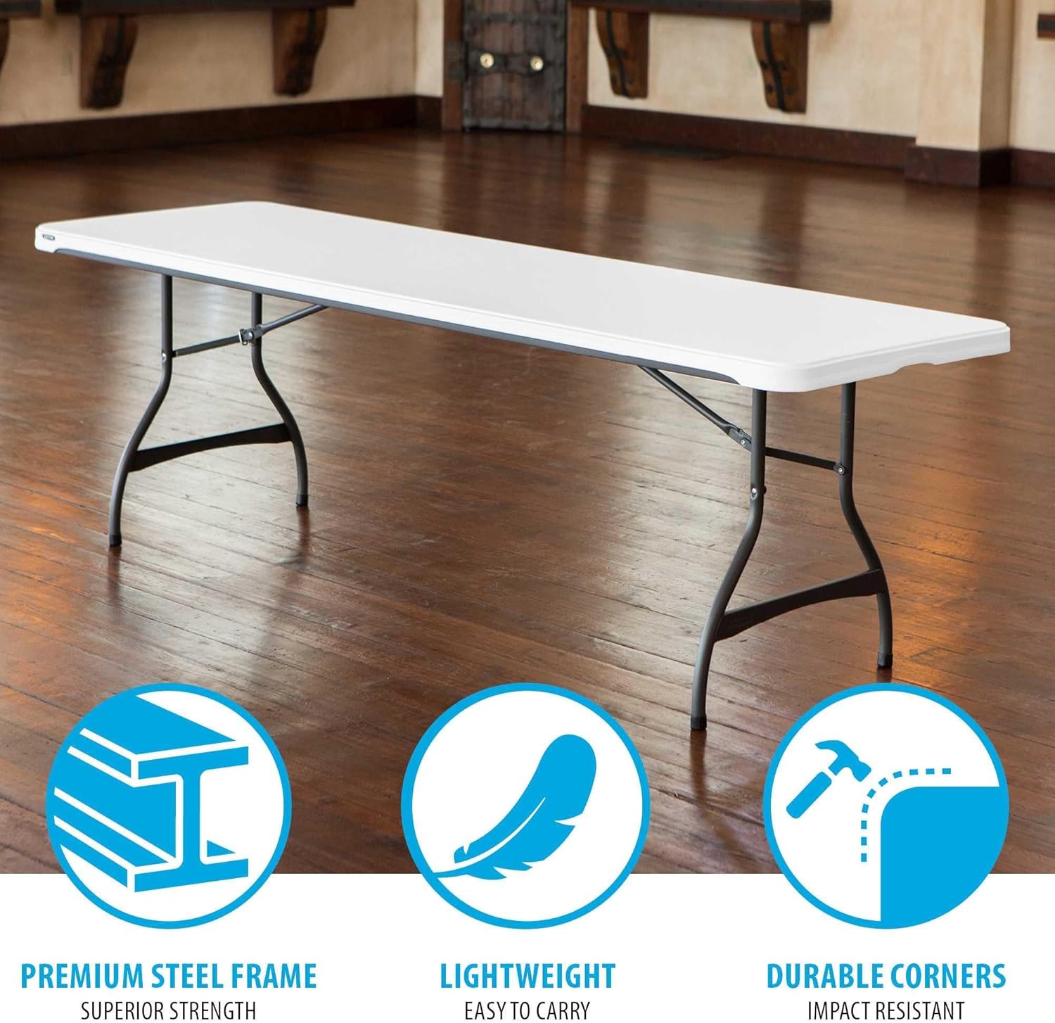 LIFETIME 8-Foot Folding Tables, 4-Pack, White Granite