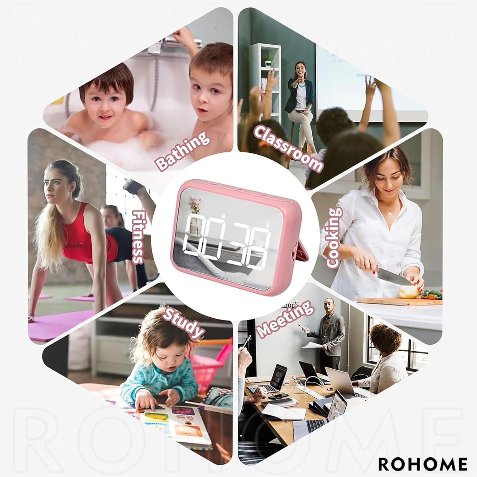 Cronómetro Digital de Pantalla Grande con Temporizador Visual para Cocina, Profesor, Escuela, Aula, Cocina, Cuenta Regresiva de 99 Minutos, magnético, Espejo de Maquillaje, LED, fácil para niños