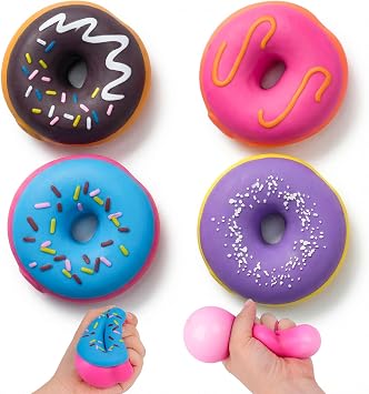 LOVESTOWN 4 PCS Donut Stress Ball, Artificial Donut Sensory Toys