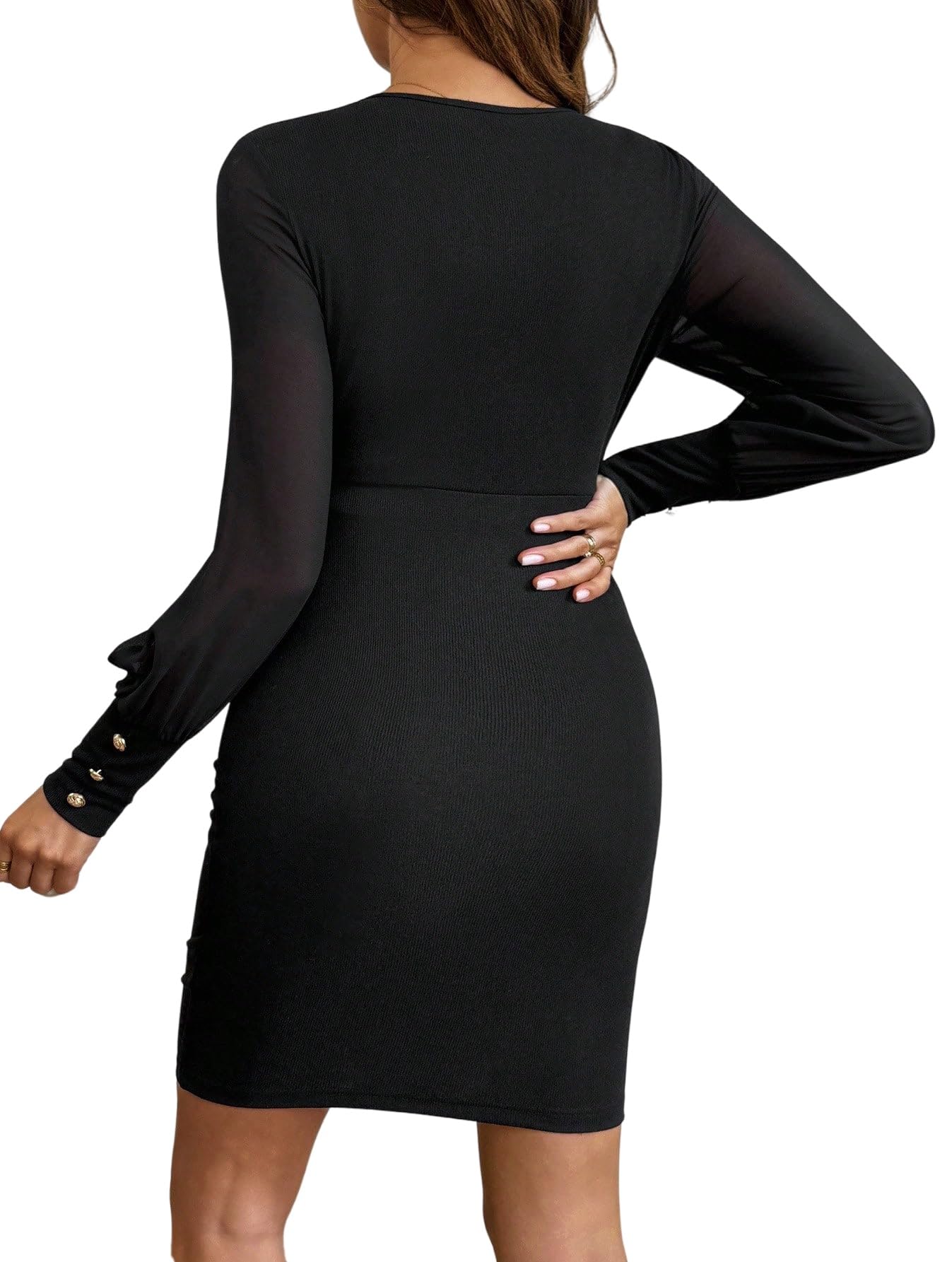 GORGLITTER Elegancka sukienka ciążowa podkreślająca figurę, z rękawami z siateczki, moda ciążowa, sukienka na imprezę, dla kobiet w ciąży, krótka sukienka rekreacyjna