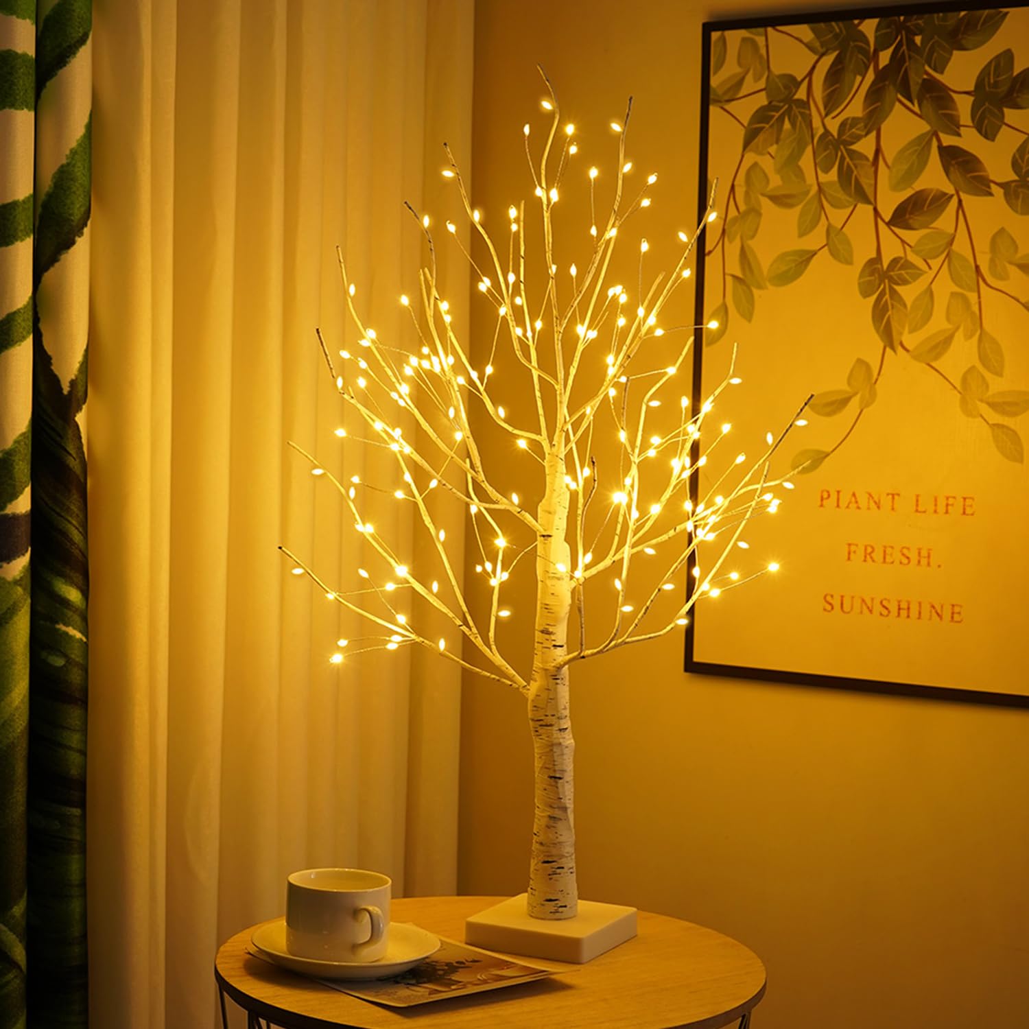 Birch Tree Lights Indoor with 144 Warm White LEDs, USB LED Bonsai Tree Light Adjustable Twig Lights Battery Operated Light up Tree for Christmas Easter Party Indoor Decoration (Birch)