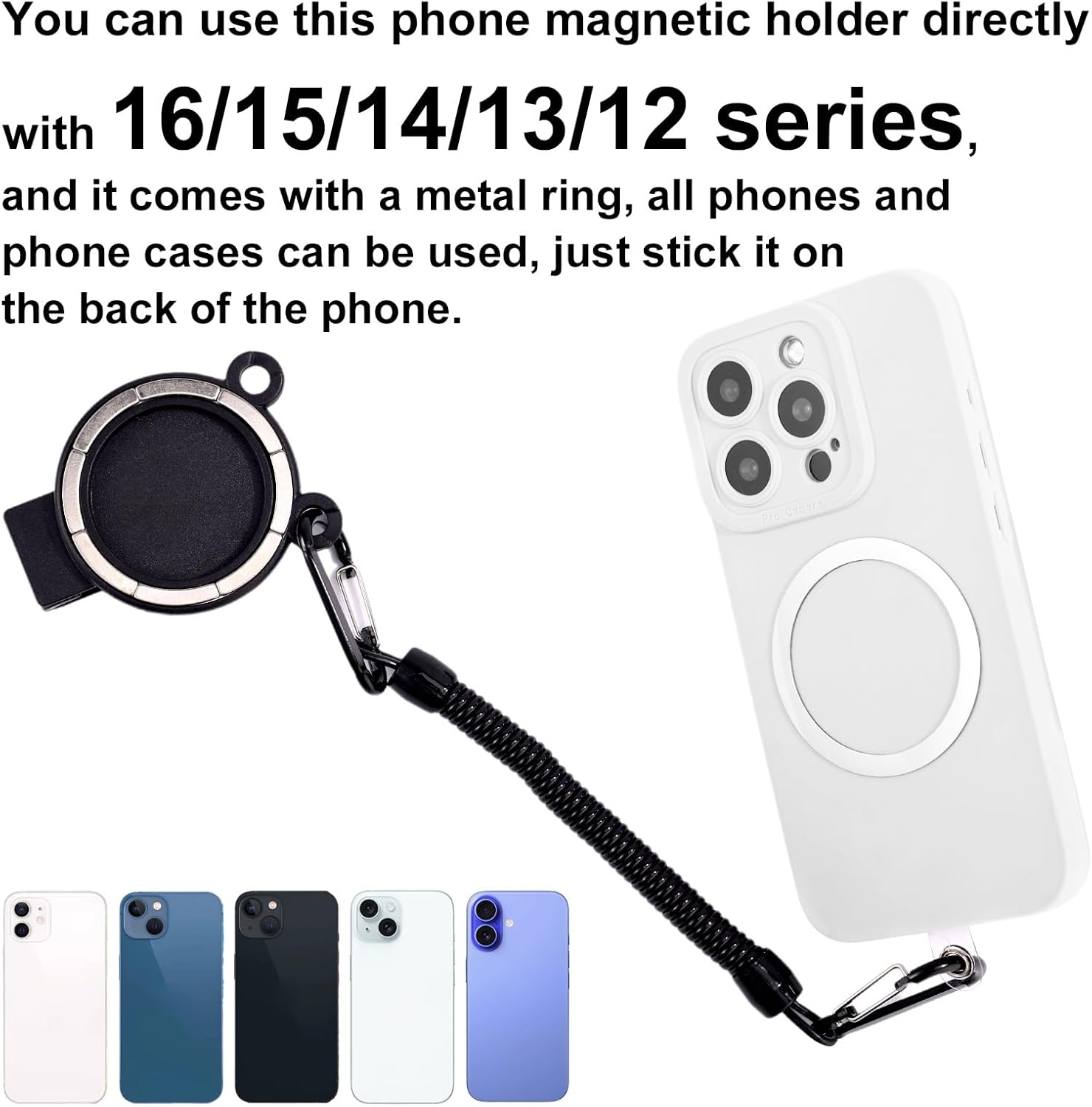 Backpack Strap Magnetic Clip for Cellphone, Magnetic Phone Holder with Safety Strap Phone Bag Shoulder Clip for Mountaineering Hiking Climbing Traveling Black - Image 7