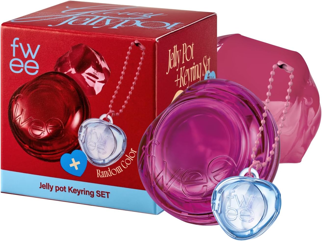 Glowy Jelly Pot + Keychain SET | Dewy Jelly Lip & Blush Color, Tinted Glow Jelly Balm, Dewy Buildable Finish – Berry Jam (Peony Pink) | 0.14 oz