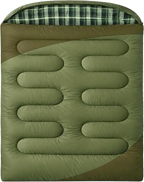 Flannel Double Sleeping Bag with Draft Tube for 2 Person Camping